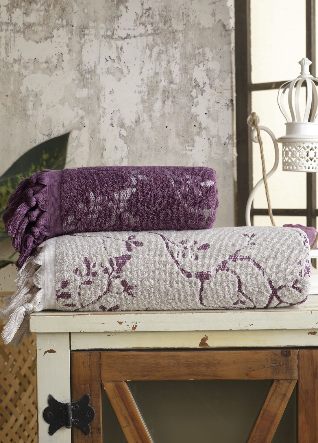 50X90 + 85X150 PAMUKLU JAKARLI HAVLU SETİ (2'Lİ)-Kod 8961