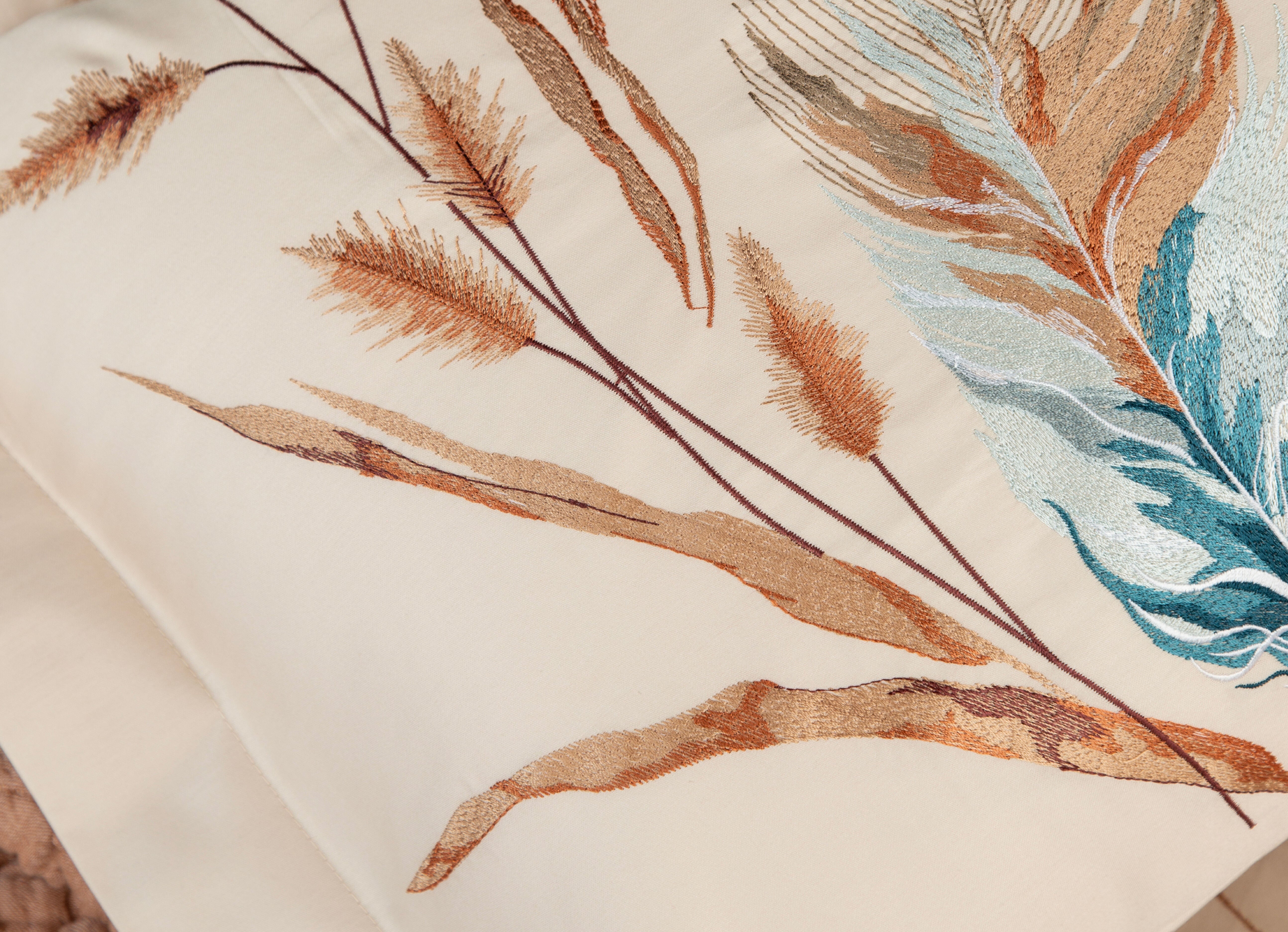 Bohem Nakışlı Çift Kişilik Nevresim Takımı&Yatak Örtüsü Seti - Bej