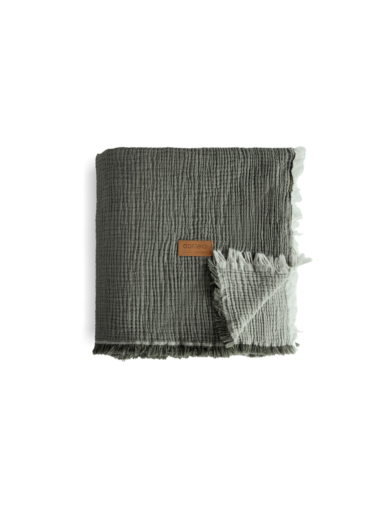 Camino %100 Pamuk 4 Katlı Müslin Yatak Örtüsü & Pike 220x240 Cm Haki - Açık Yeşil
