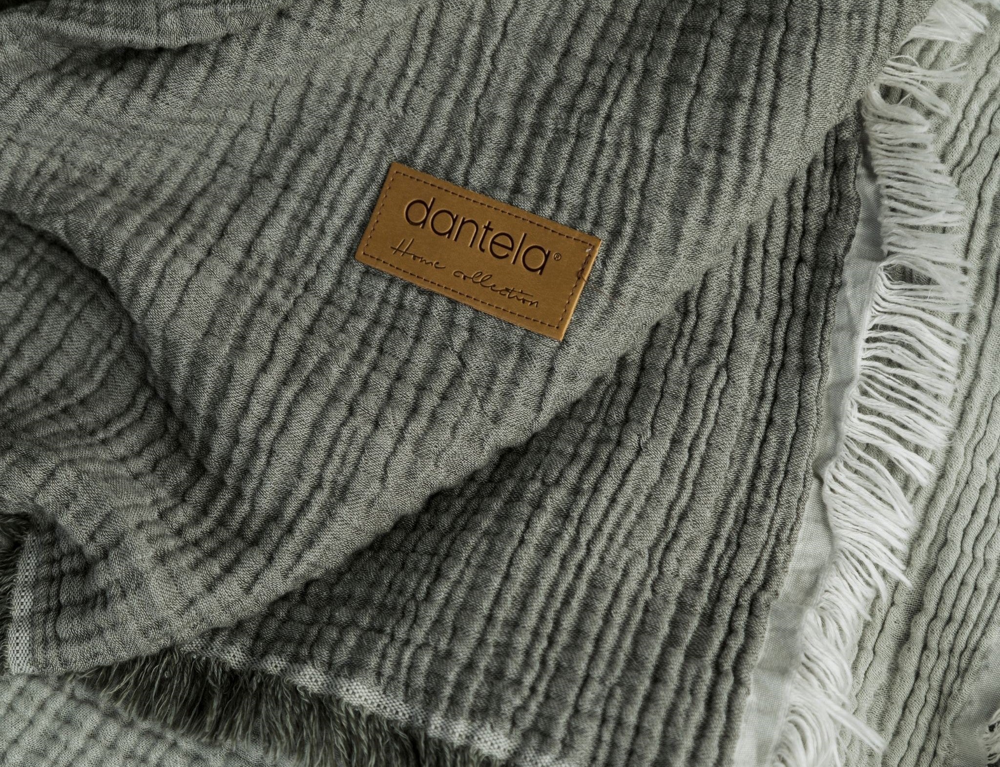 Camino Müslin 4 Katlı Yatak Örtüsü - Haki-Açık Yeşil