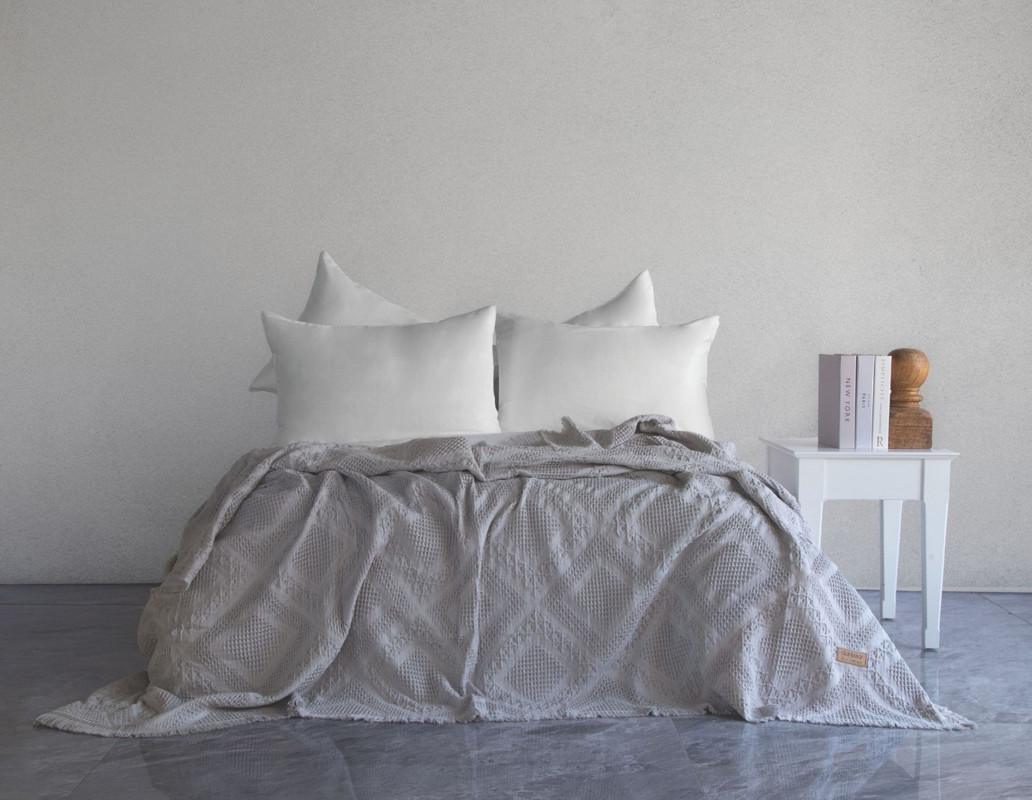 Carro Waffle Yatak Örtüsü - Açık Gri