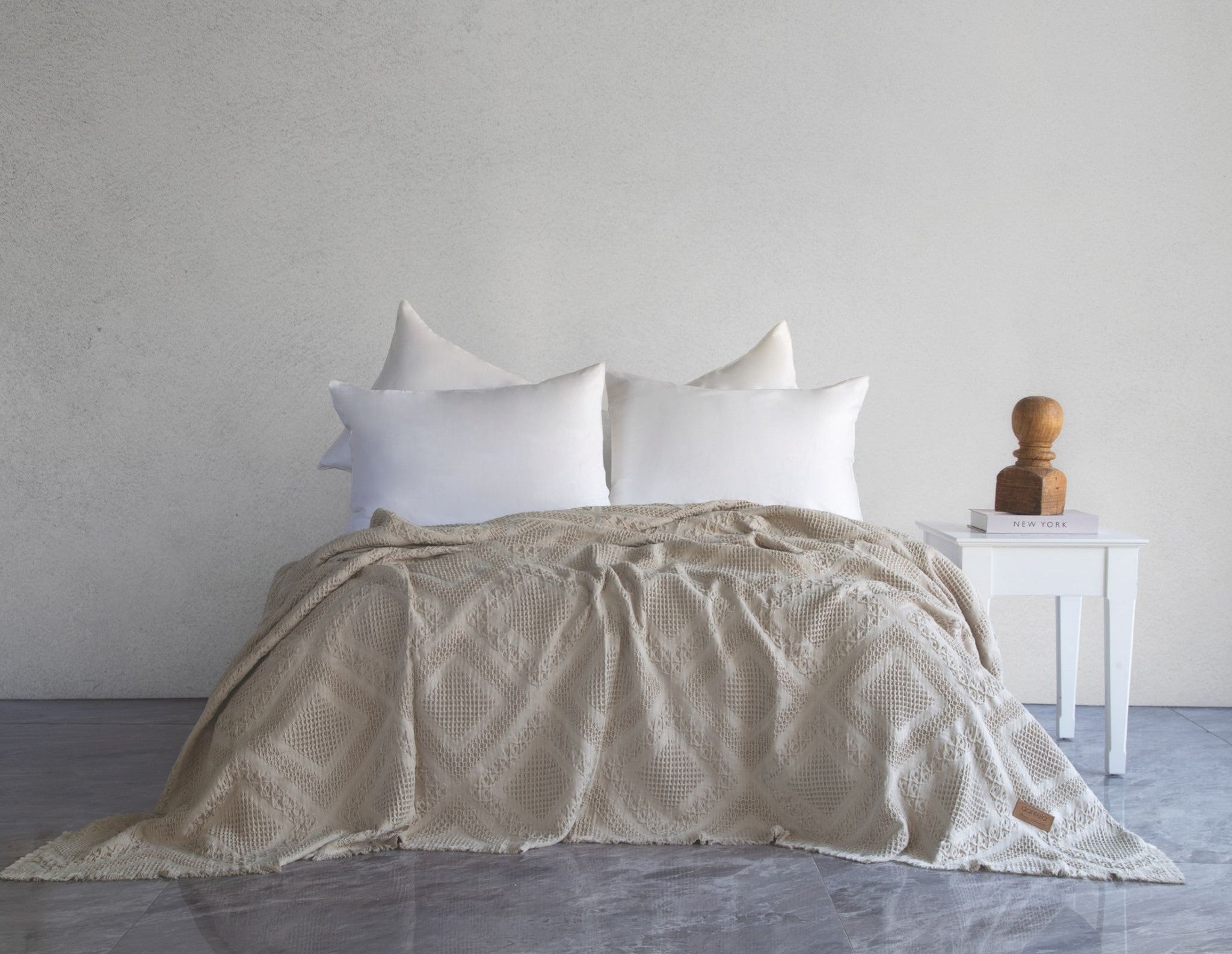 Carro Waffle Yatak Örtüsü - Bej