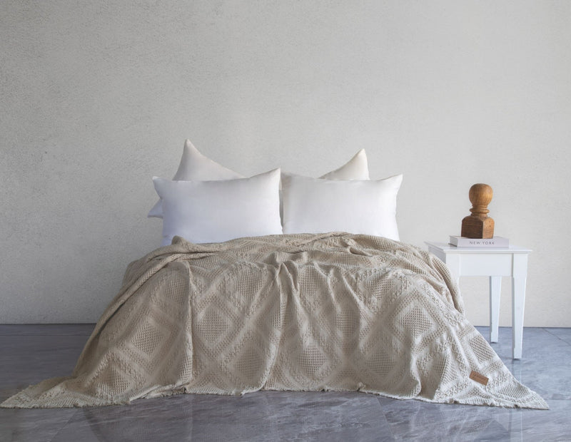 Carro Waffle Yatak Örtüsü - Bej