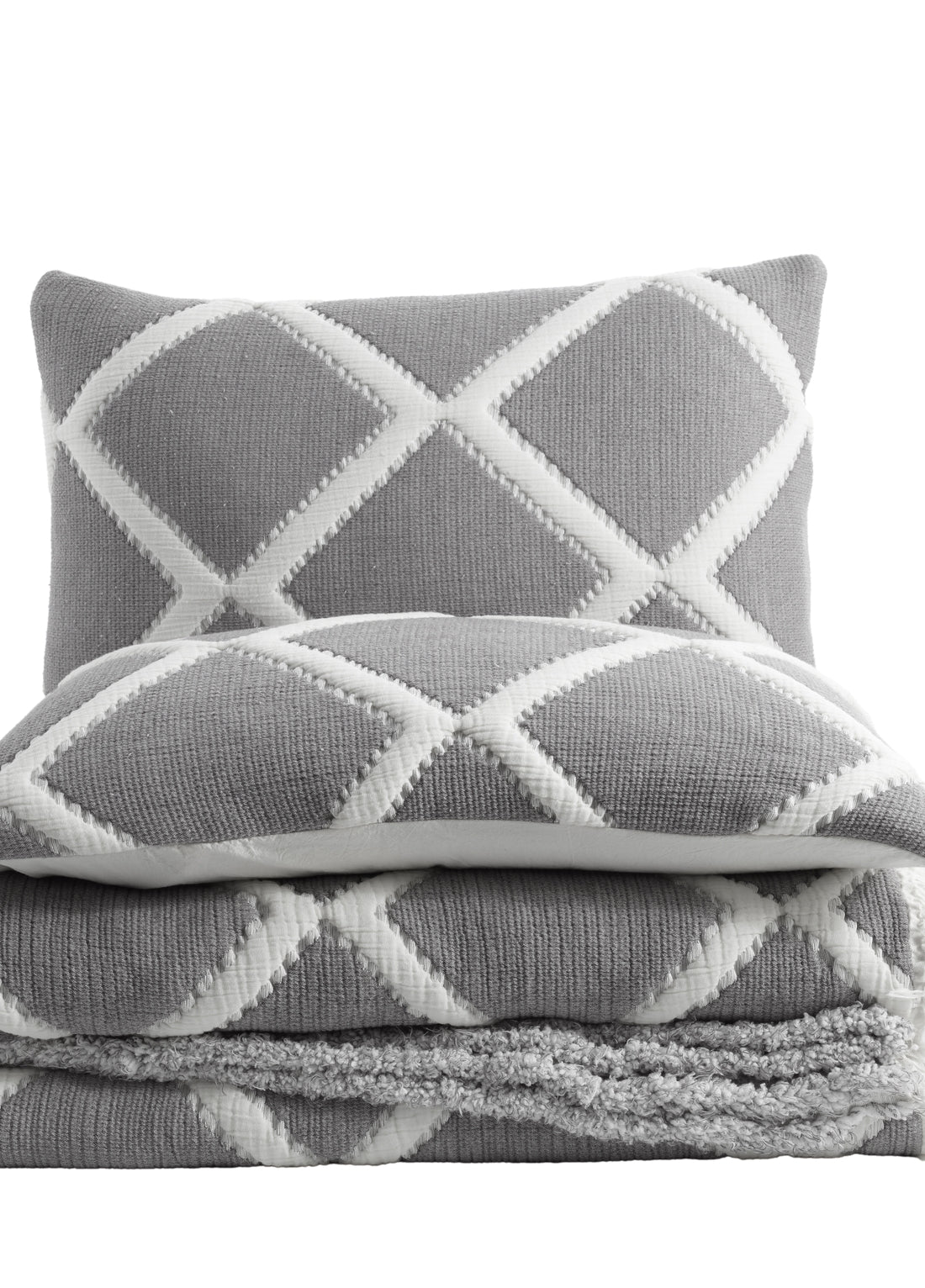 Garcia Çift Kişilik Baklava Dilim Yatak Örtüsü - Antracıt