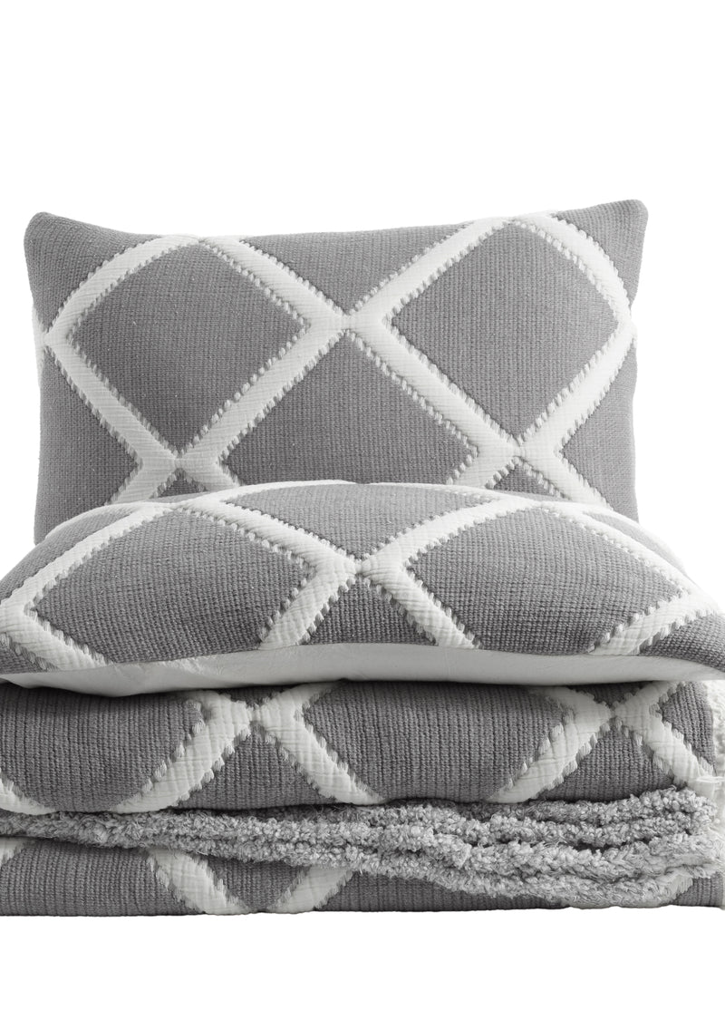 Garcia Çift Kişilik Baklava Dilim Yatak Örtüsü - Antracıt