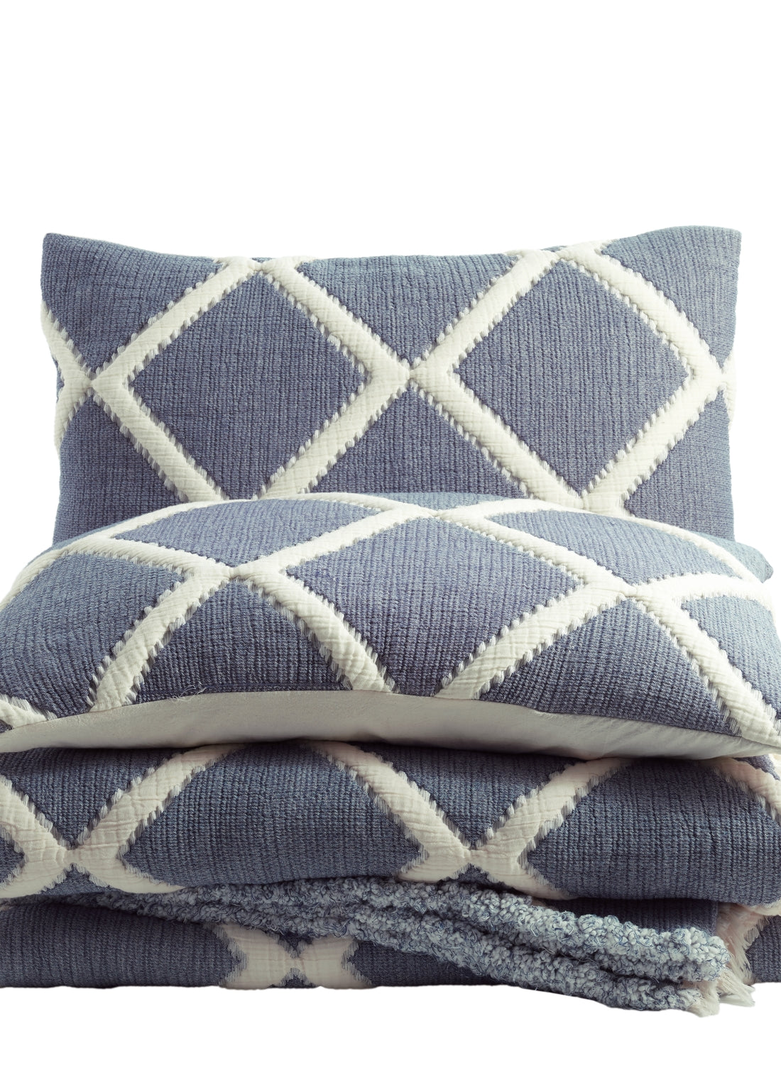 Garcia Çift Kişilik Baklava Dilim Yatak Örtüsü - Lacivert