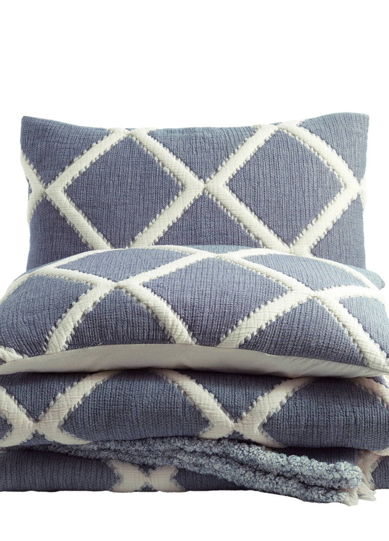 Garcia Çift Kişilik Baklava Dilim Yatak Örtüsü - Lacivert