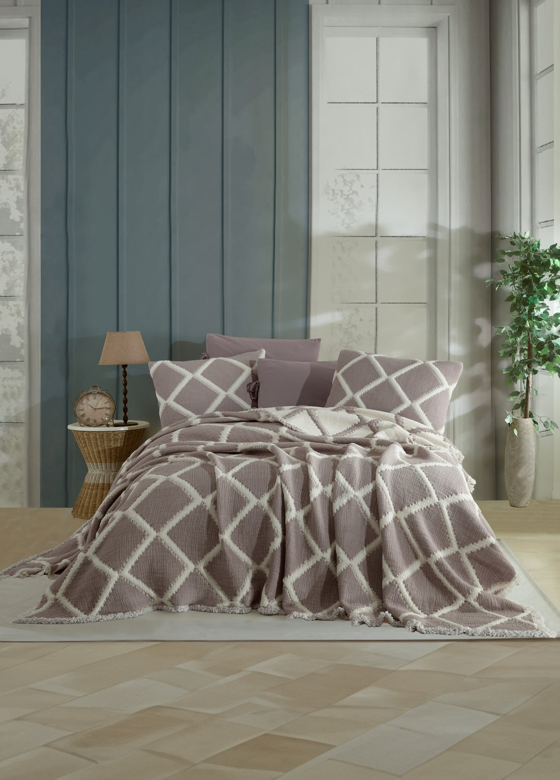 Комплект покрывала и пододеяльника Garcia Double пахлава - бежевый