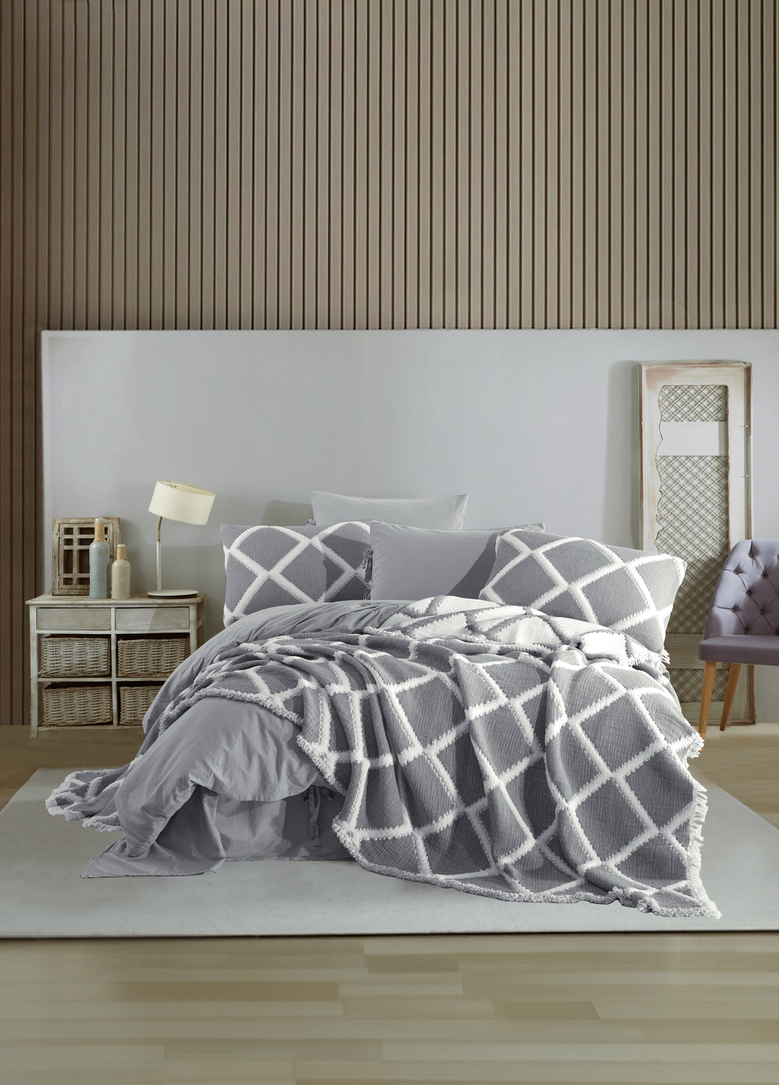 Комплект покрывала и пододеяльника Garcia Double Diamond — антрацит