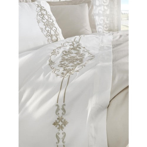 Dantela Nakışlı Pamuk Saten Çift Kişilik Nevresim Takımı - İntence