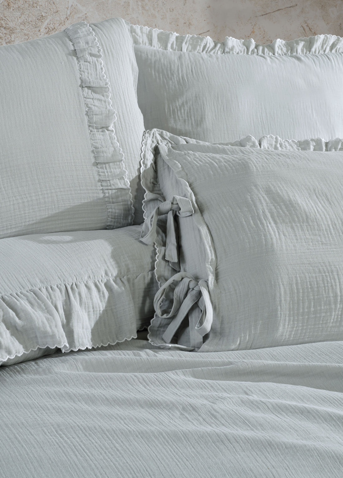 Allegra Fırfırlı Müslin Nevresim Takımı - Mint