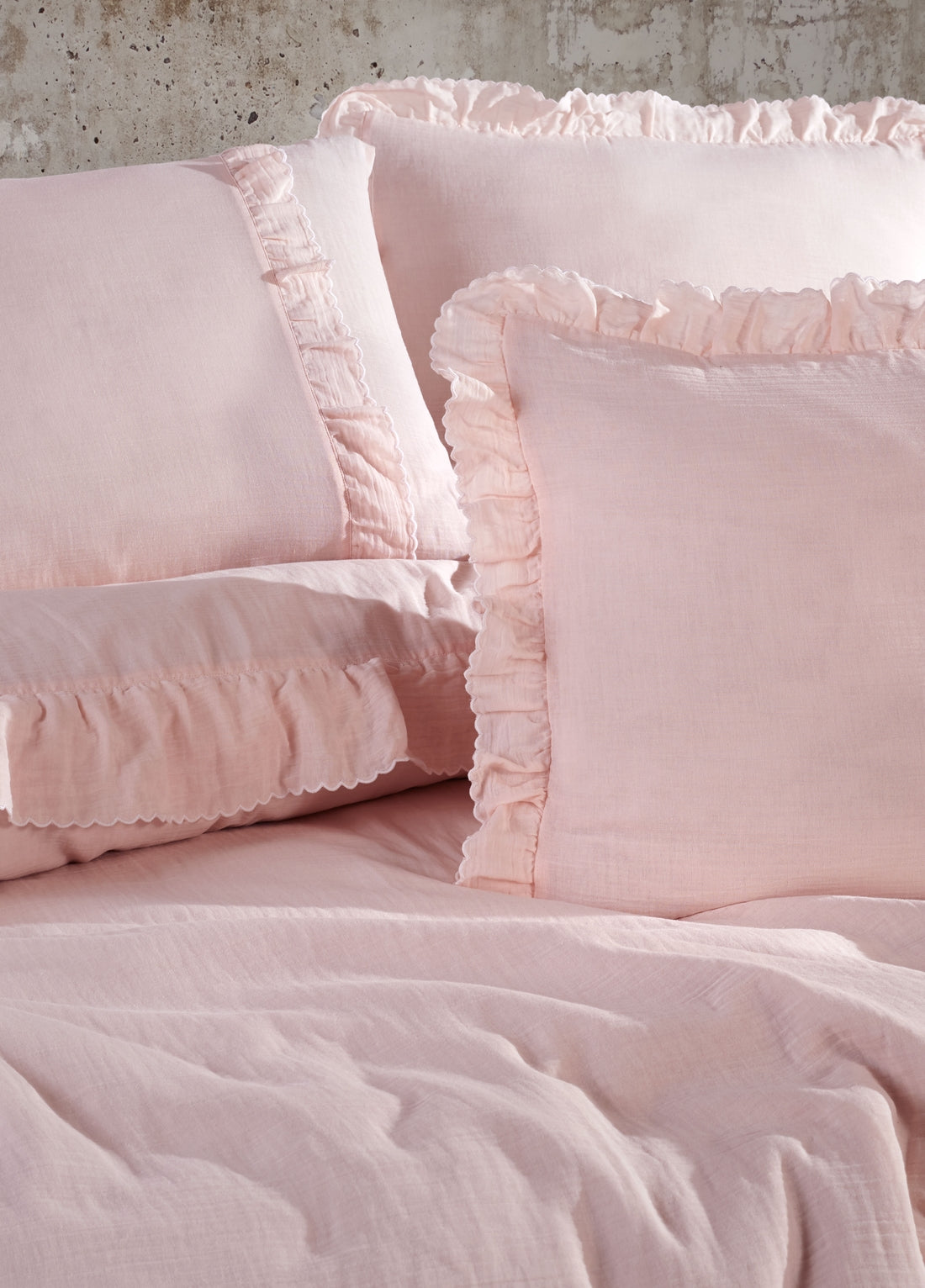 Allegra Fırfırlı Müslin Nevresim Takımı - Pudra