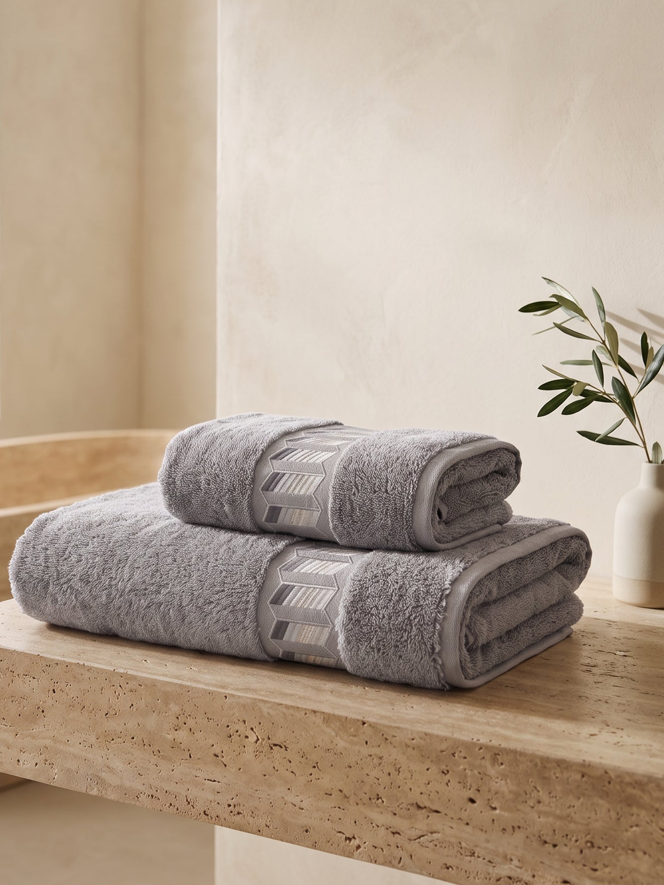 Galia 2'li Nakışlı Banyo Havlusu Seti