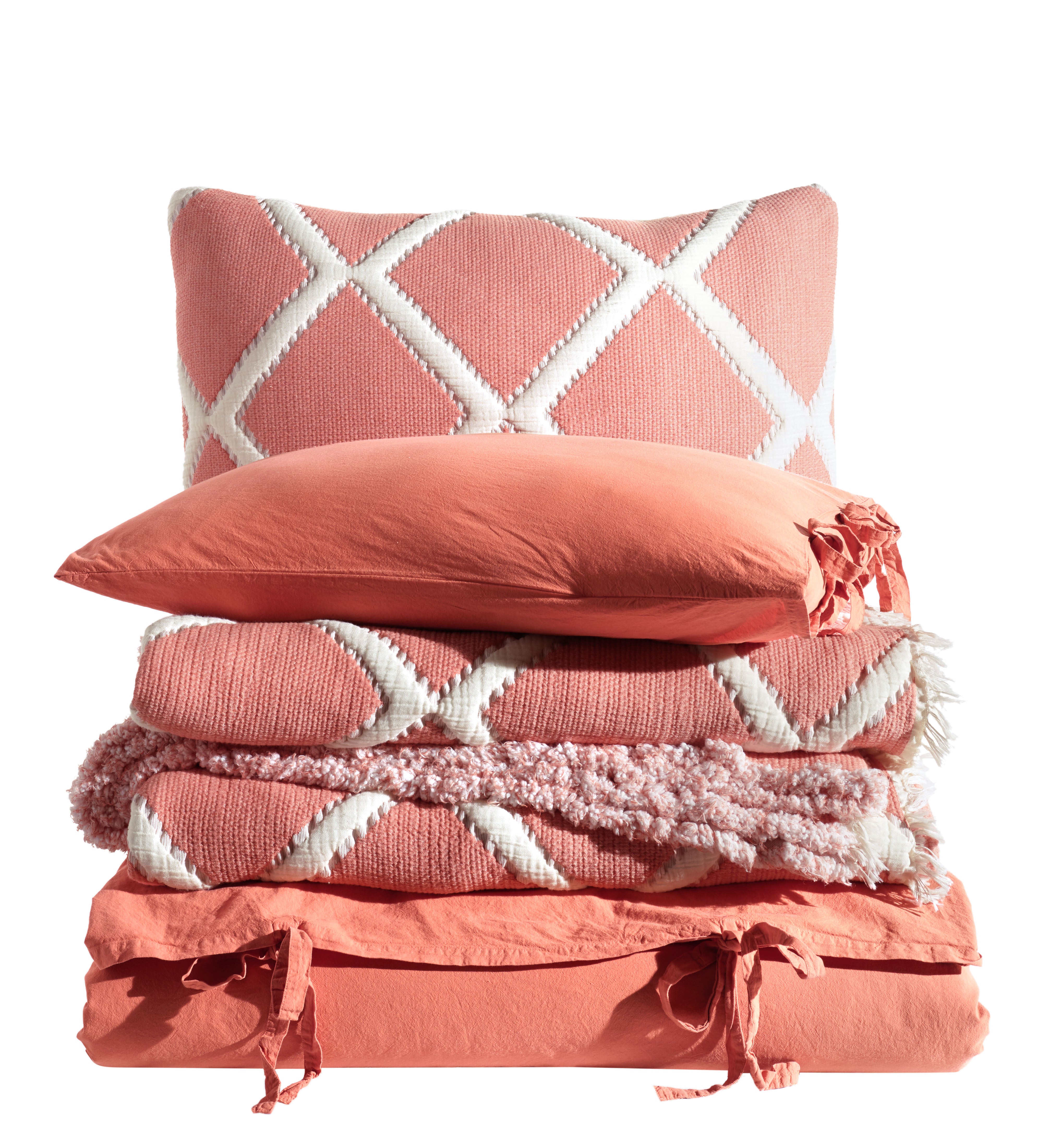 Garcia Çift Kişilik Baklava Dilim Yatak Örtüsü & Nevresim Seti - Brick