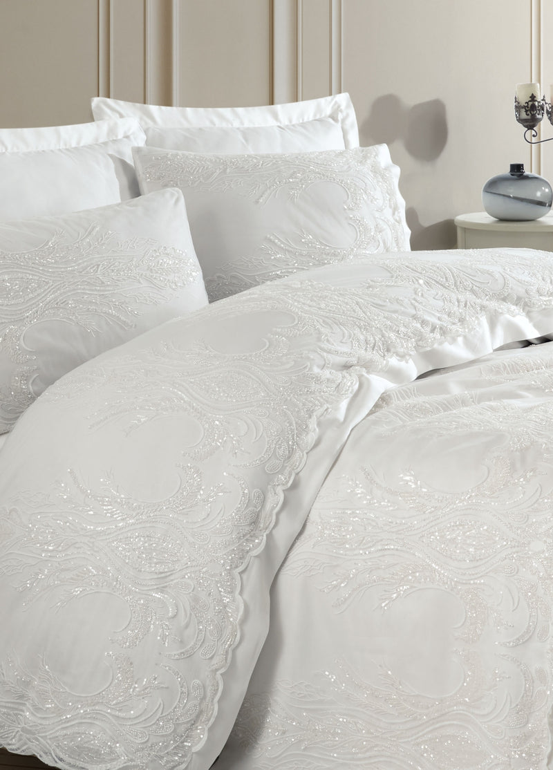 Свадебный комплект из хлопкового атласа Mira Bella - кремовый