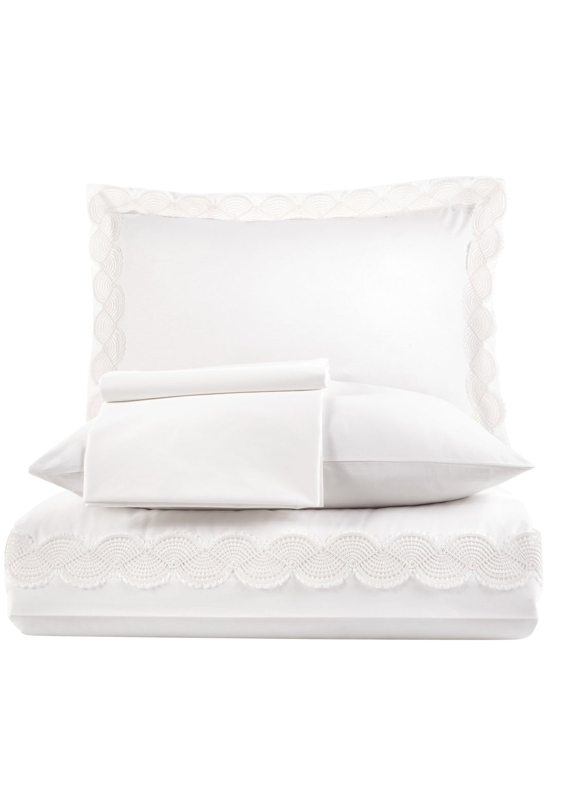 Wendy Güpürlü Poplin Saten Nevresim Takımı - Krem