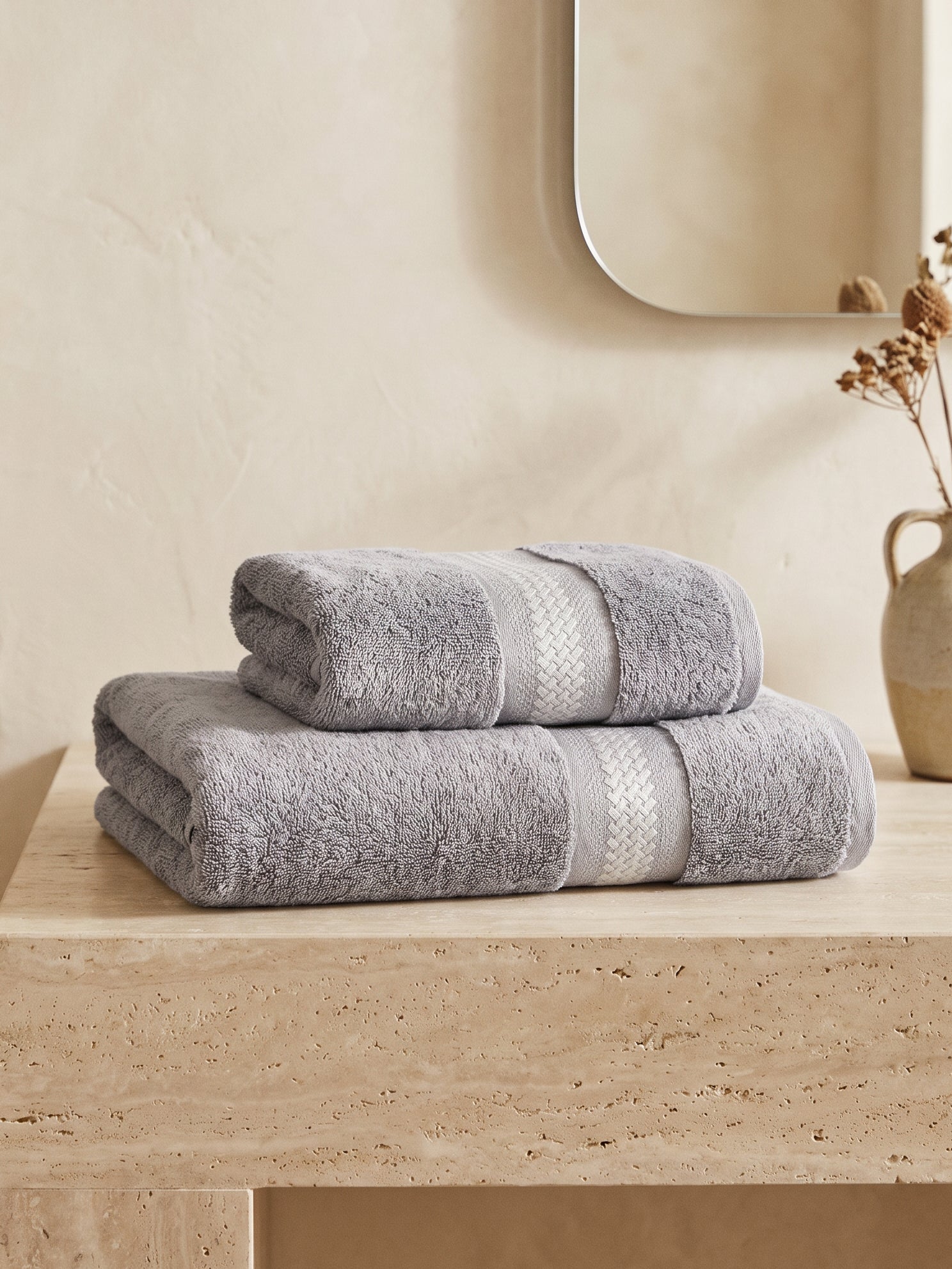 Katrina 2'li Nakışlı Banyo Havlu Seti
