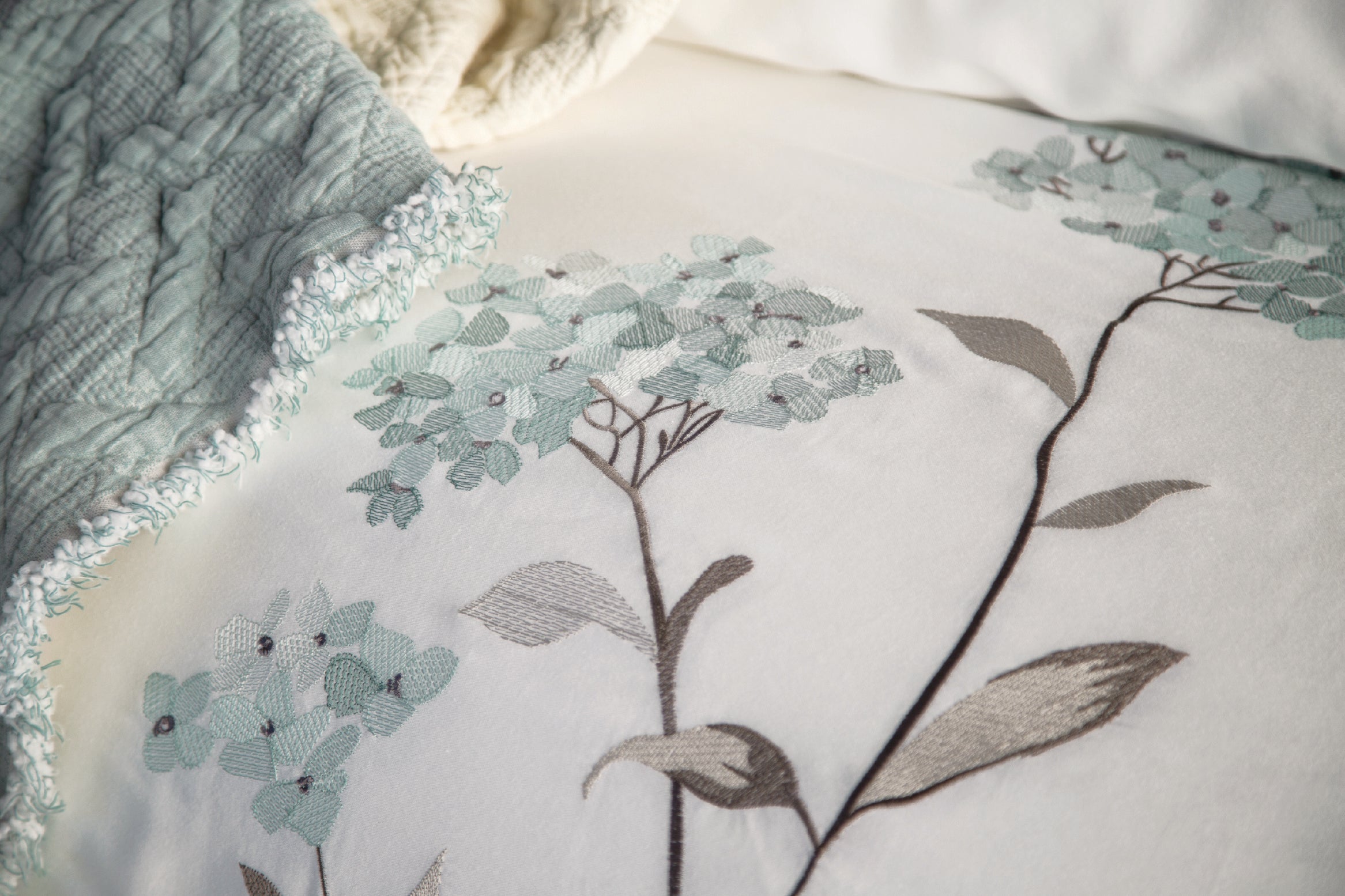 Lavinya Nakışlı Nevresim&Yatak Örtüsü Seti - Mint