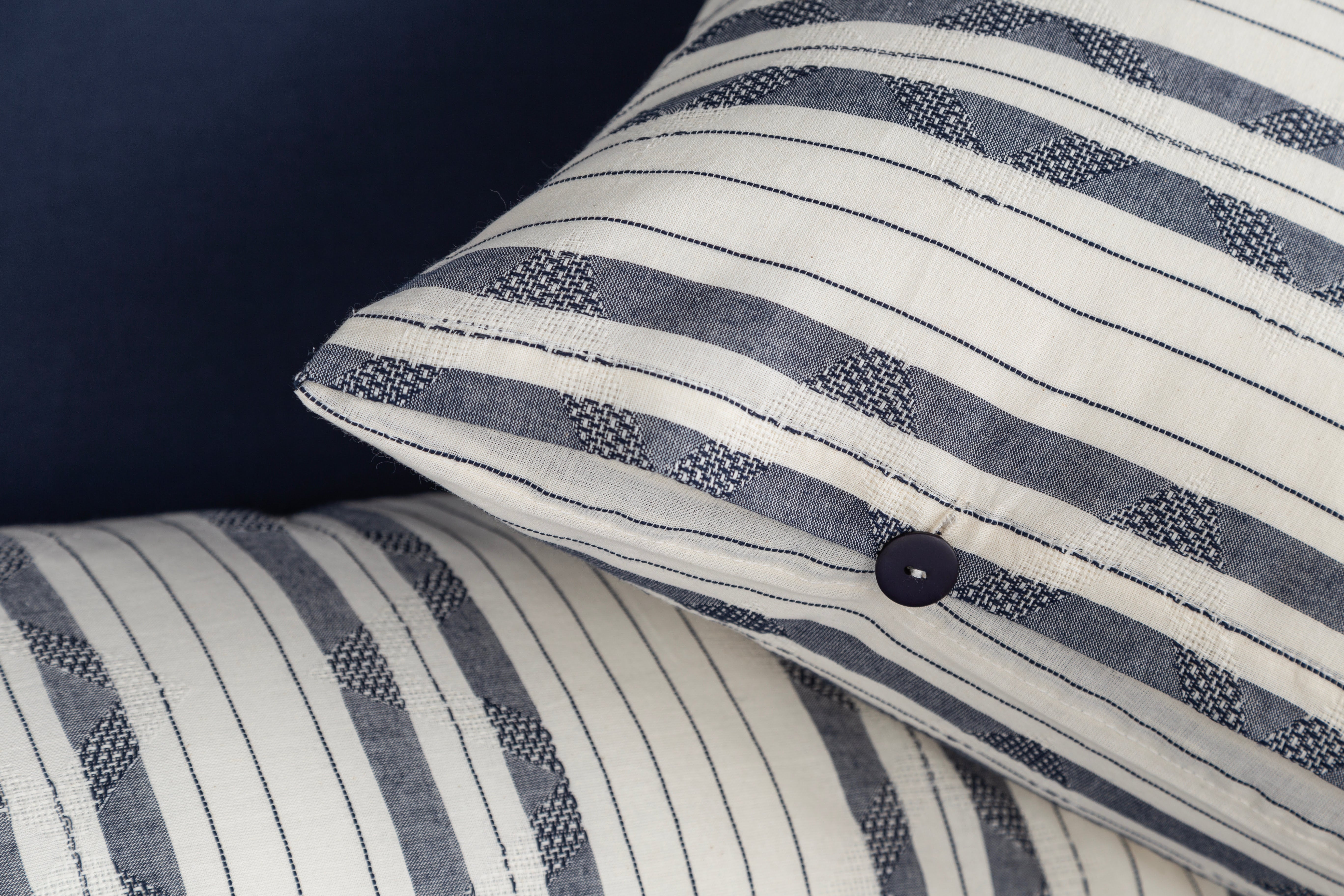 Linea Çizgili Nevresim Takımı & Pike Seti - Lacivert