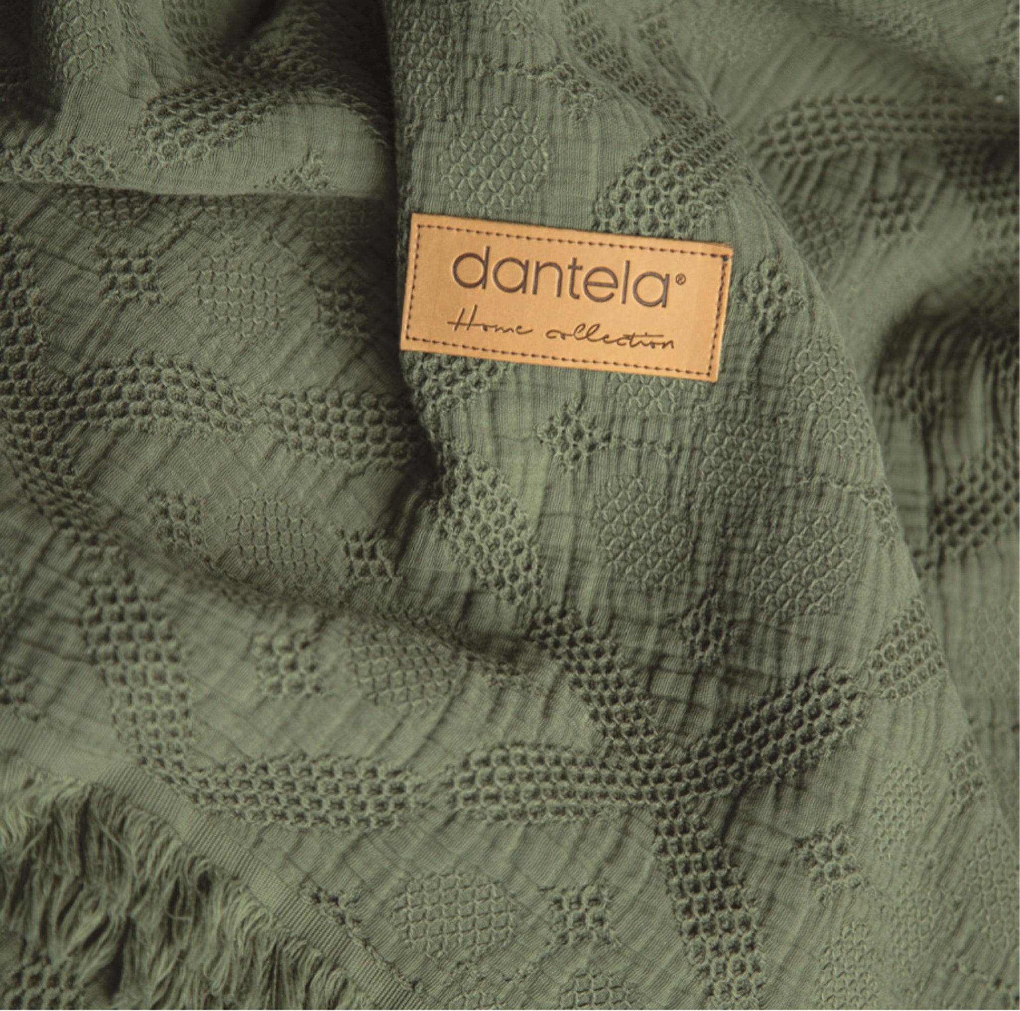 Lucca Fitilli Desen Yatak Örtüsü - Haki