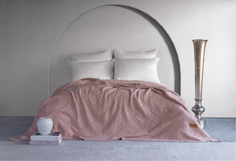 Lucca Fitilli Desen Yatak Örtüsü - Pudra