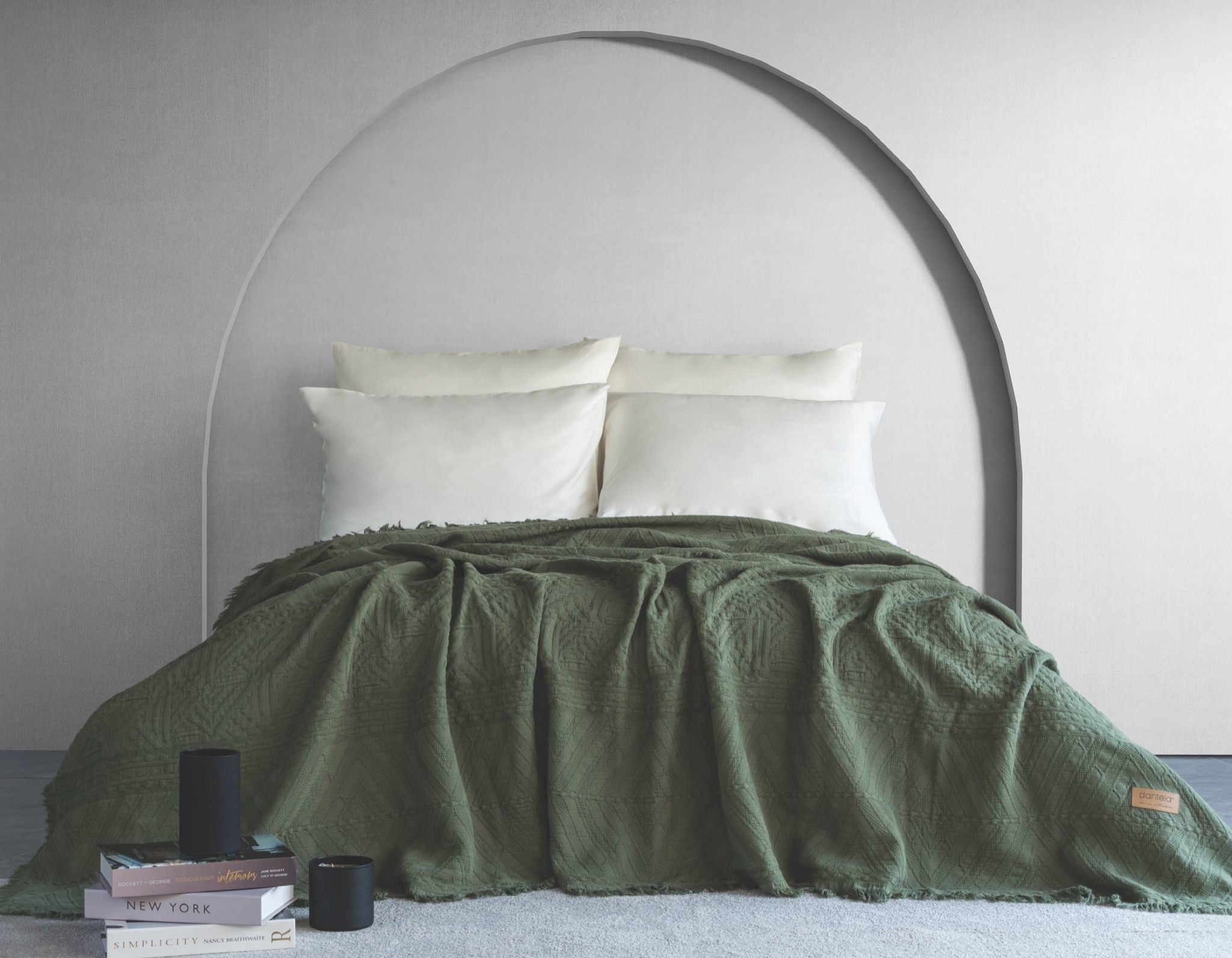 Lumia Etnik Desen Yatak Örtüsü -Haki