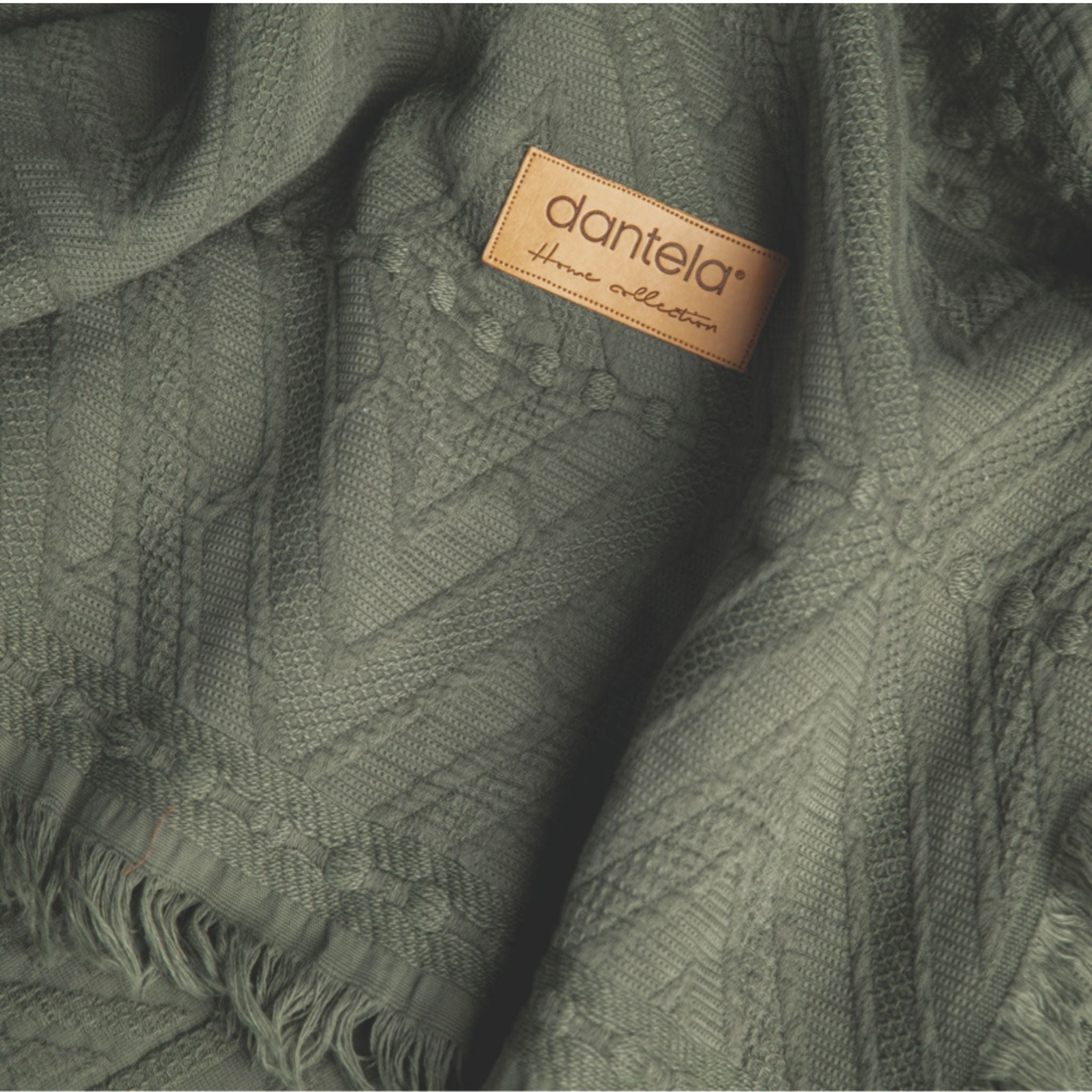 Lumia Etnik Desen Yatak Örtüsü -Haki