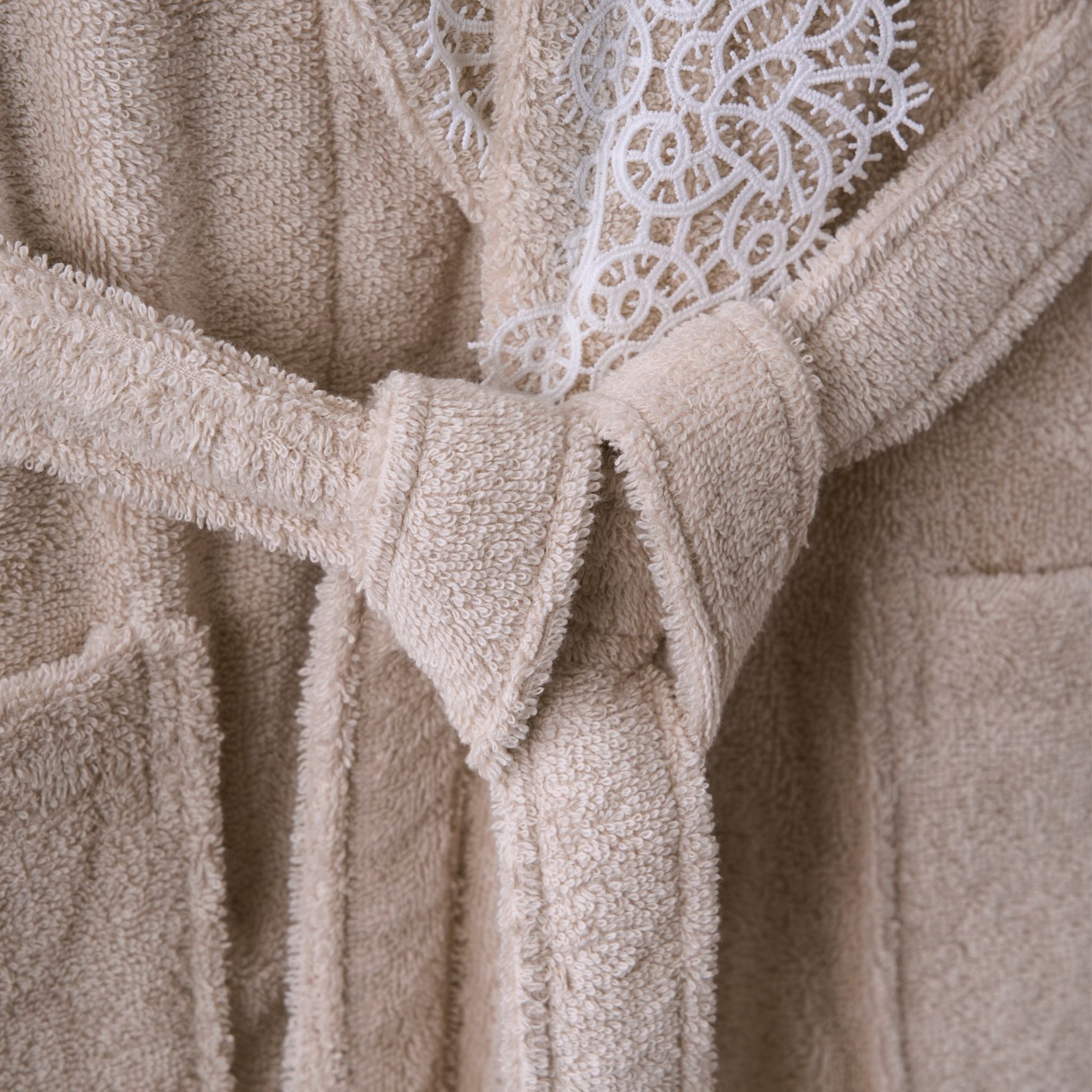 Marıa Tek Kadın Pamuk Bornoz - Bej