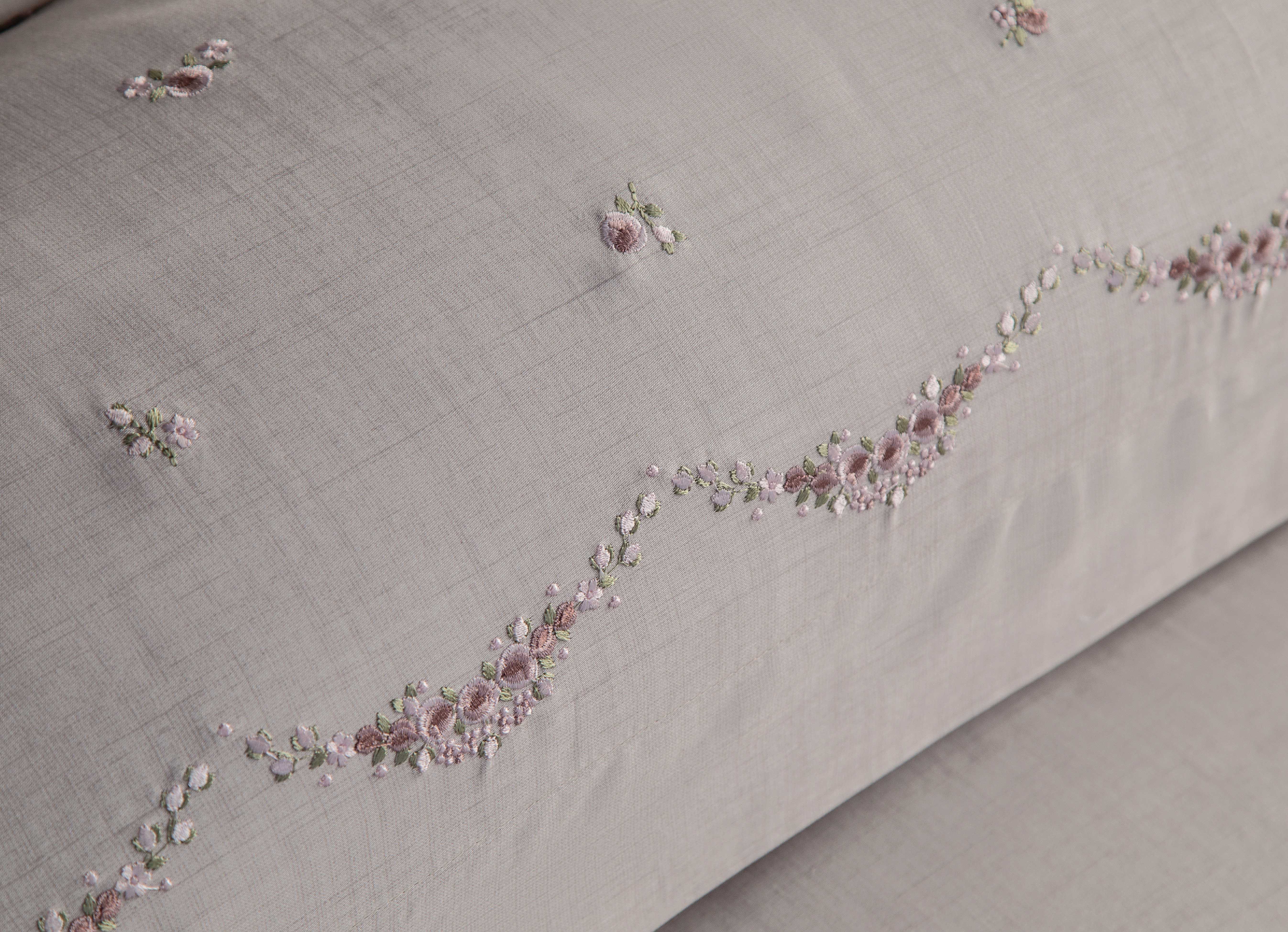 Petra Nakışlı Pamuk Saten Nevresim Takımı - Bej