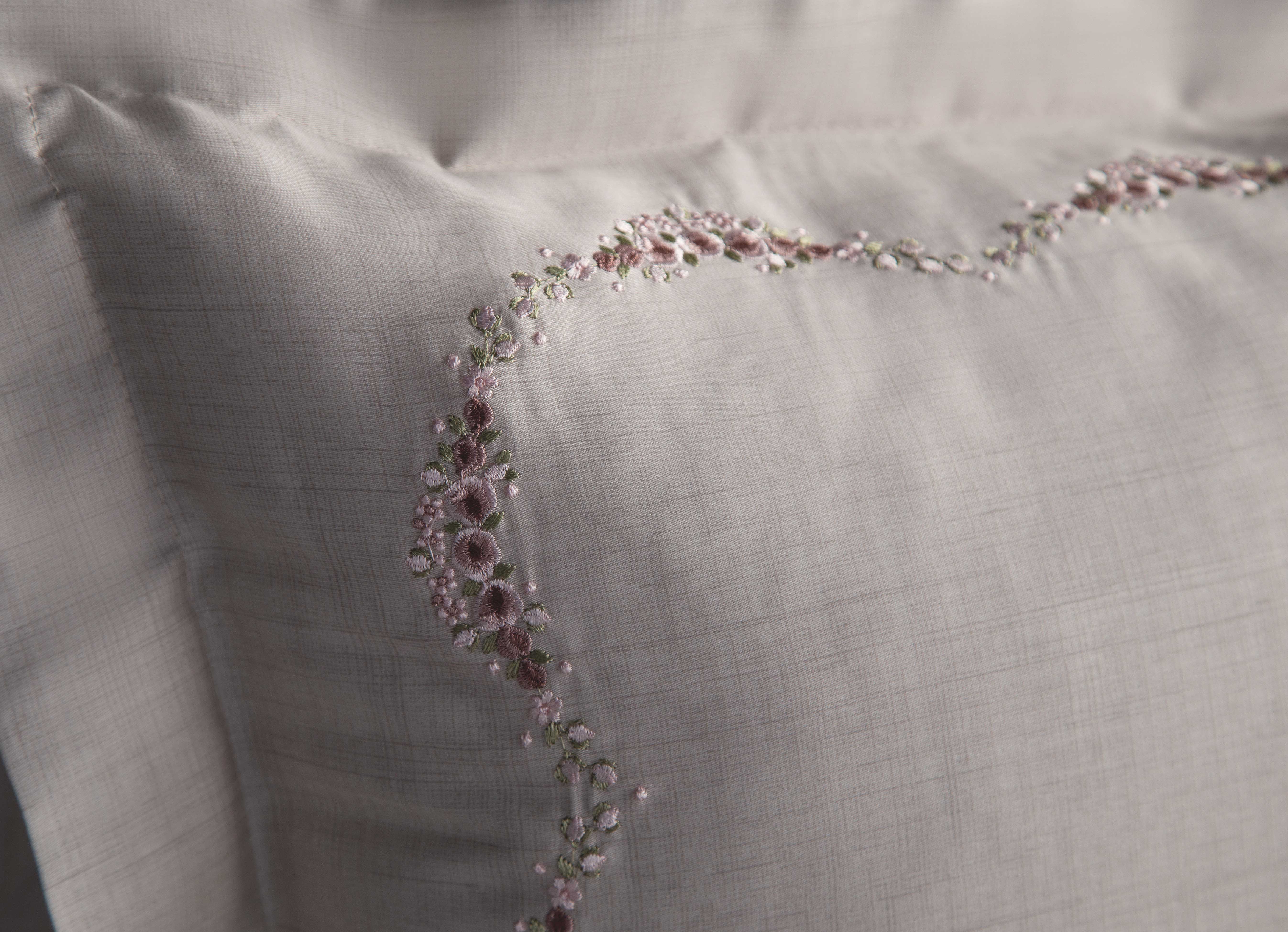 Petra Nakışlı Pamuk Saten Nevresim Takımı - Bej