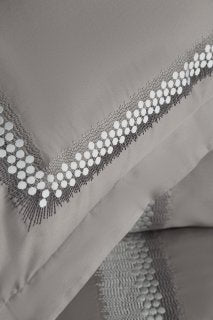 Montana Nakışlı Pamuk Saten Nevresim Takımı - Kahve