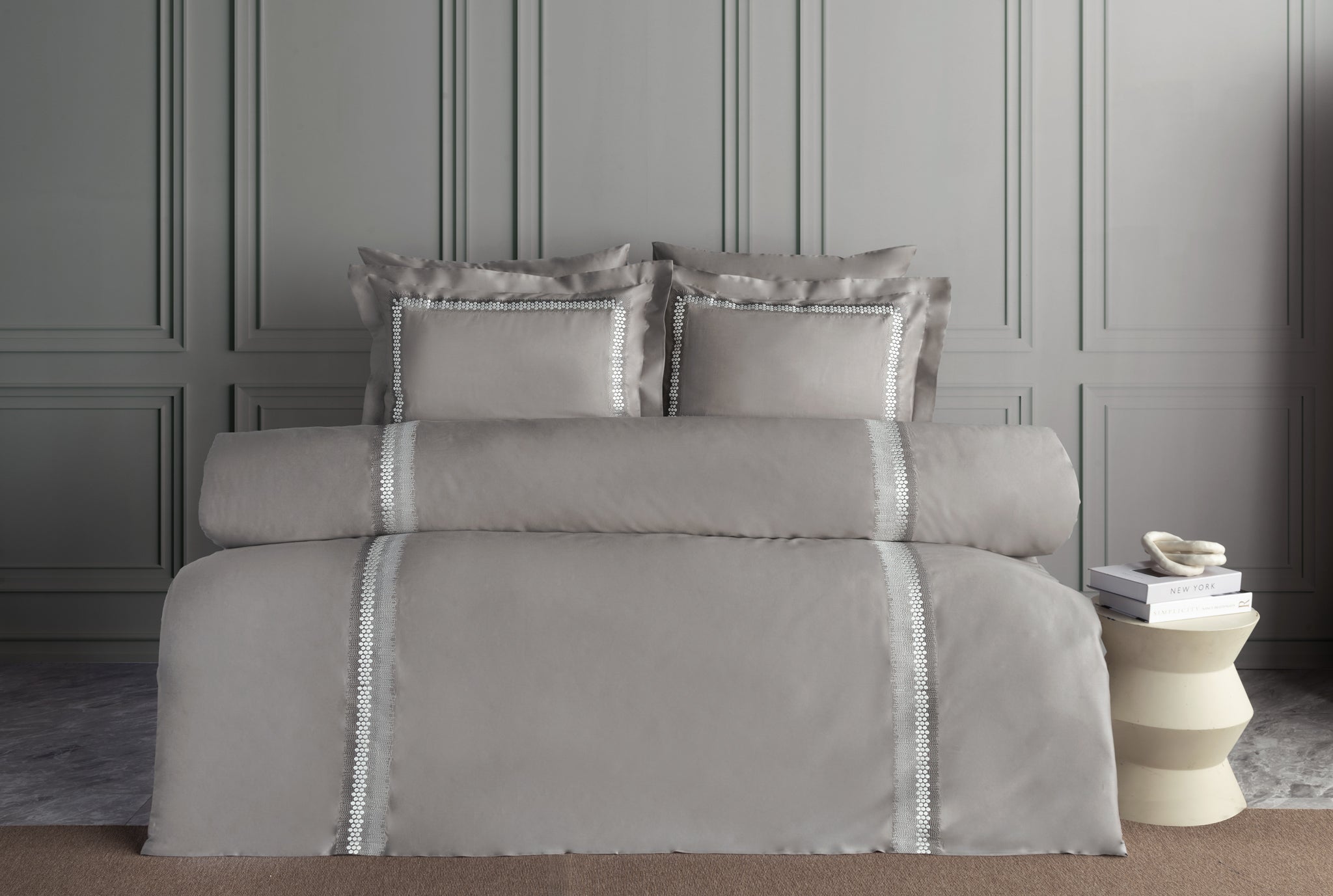 Montana Nakışlı Pamuk Saten Nevresim Takımı - Kahve