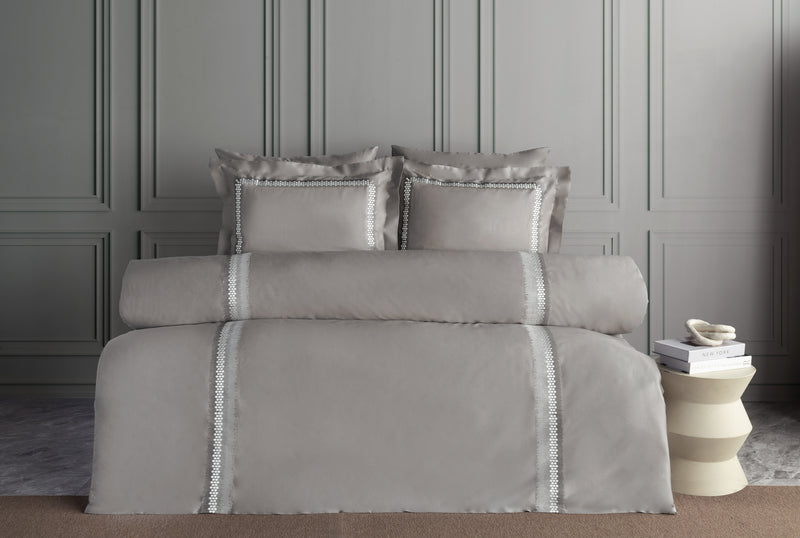 Montana Nakışlı Pamuk Saten Nevresim Takımı - Kahve