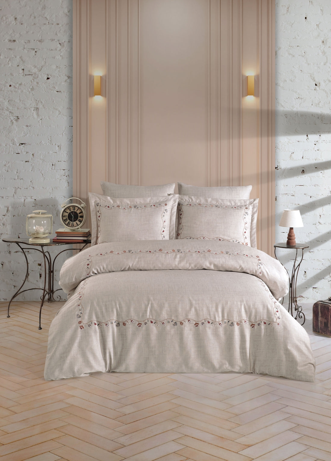 Комплект двойных пододеяльников из хлопкового атласа Galena с вышивкой