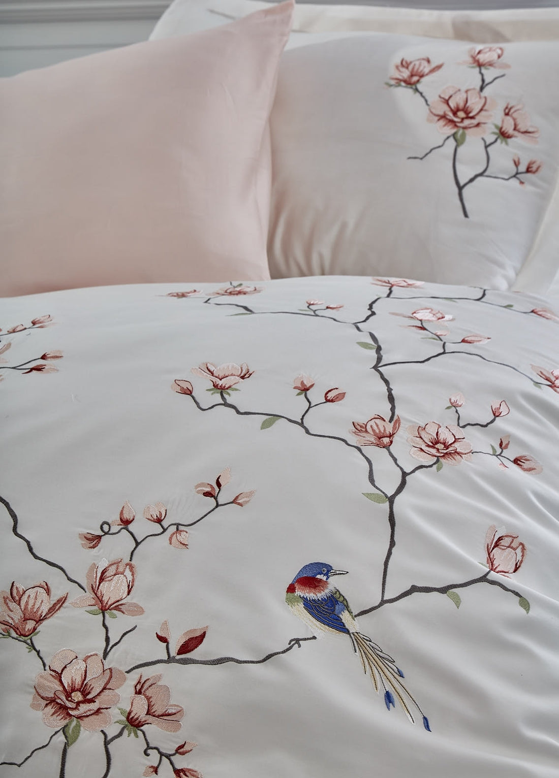 Hüma Nakışlı Pamuk Saten Nevresim Takımı - Krem