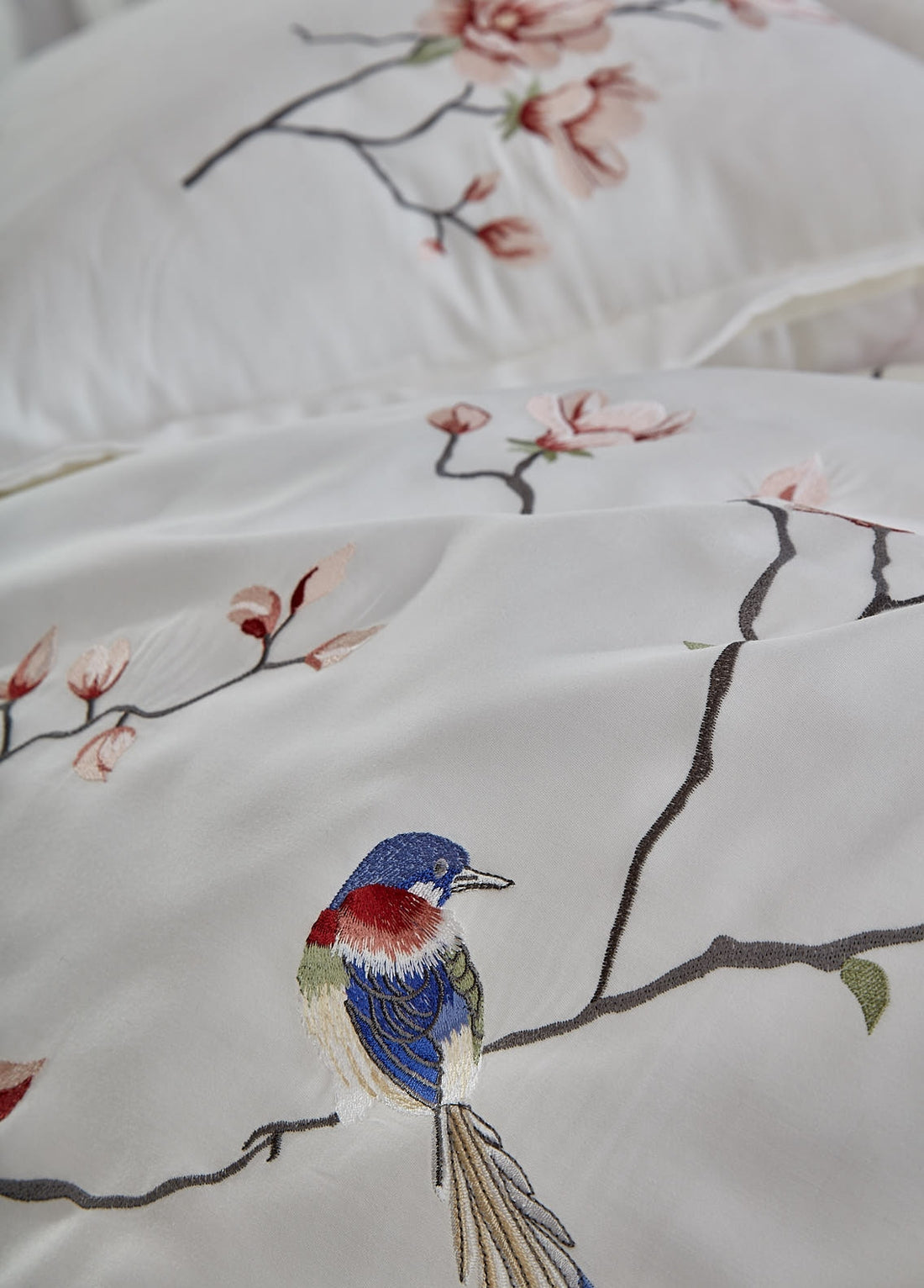 Hüma Nakışlı Pamuk Saten Nevresim Takımı - Krem