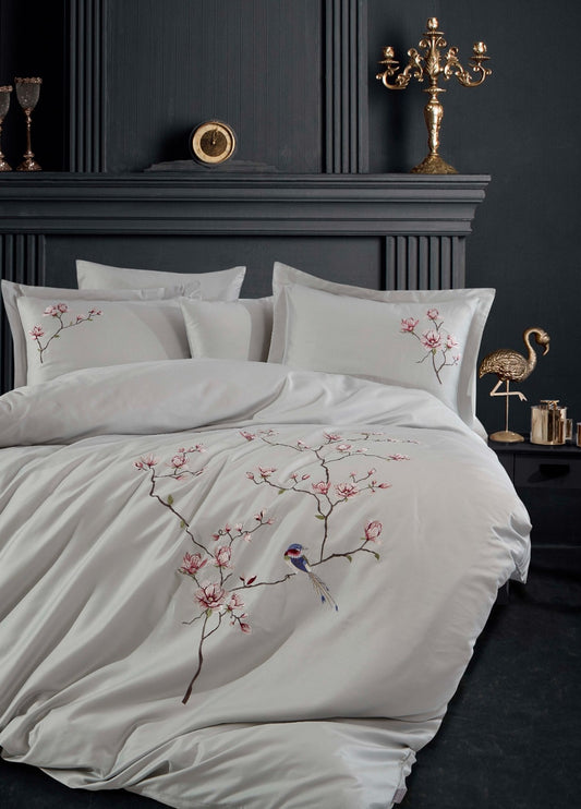 Hüma Nakışlı Pamuk Saten Nevresim Takımı - Maldiv