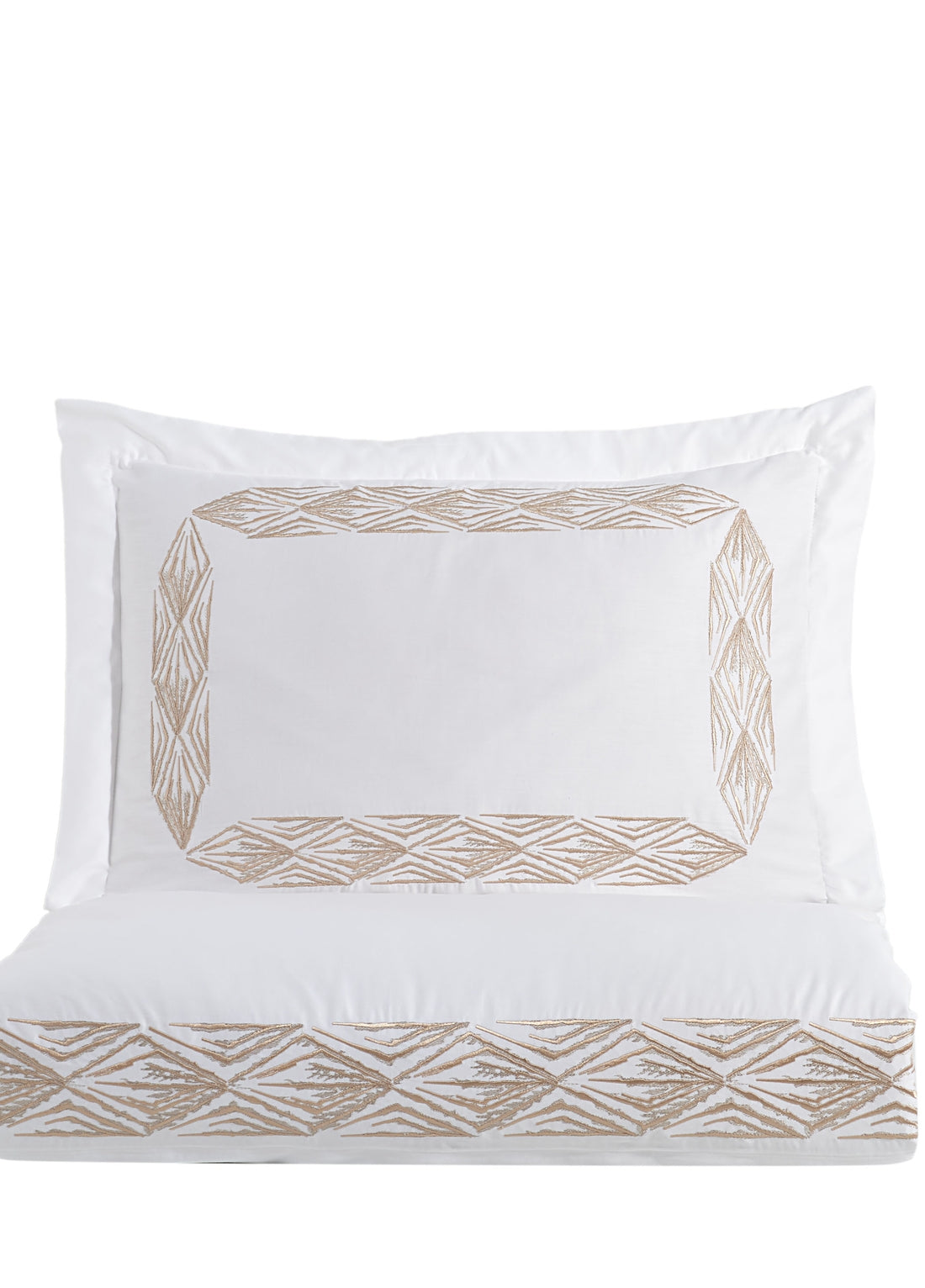 Комплект пододеяльников из хлопкового атласа с вышивкой Alina - Бежевый