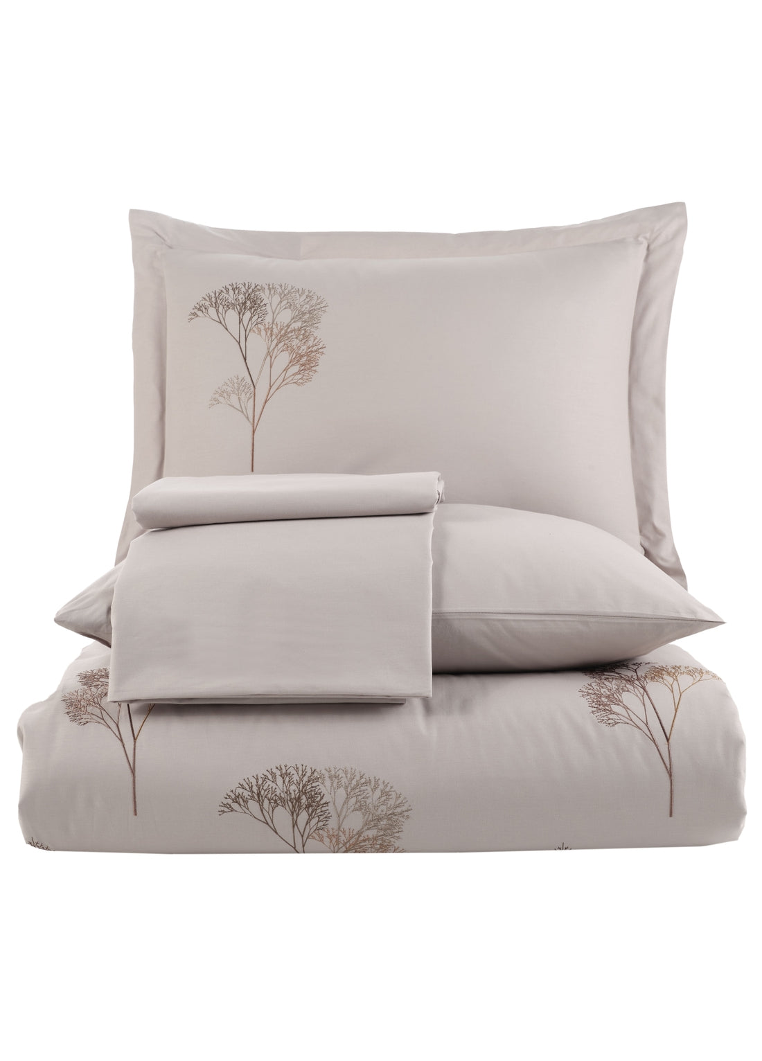 Jovia Nakışlı Poplin Saten Nevresim Takımı - Bej