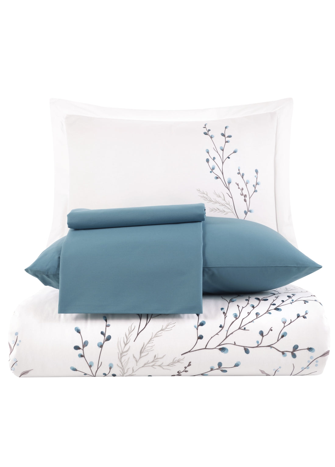 Soul Nakışlı Poplin Saten Nevresim Takımı - Beyaz