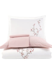 Lia Nakışlı Poplin Saten Nevresim Takımı - Krem