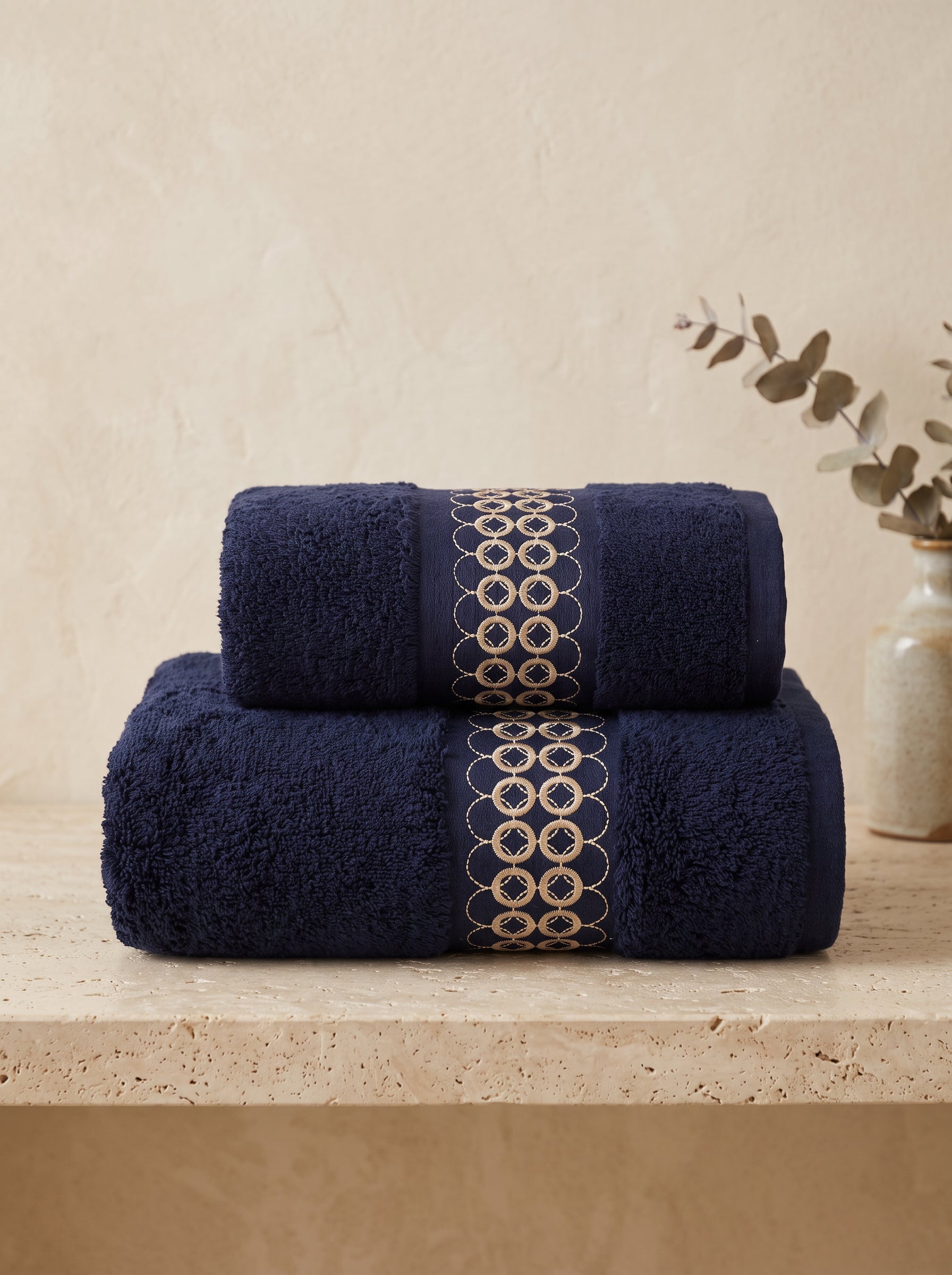 Nomad 2'li Nakışlı Banyo Havlu Seti