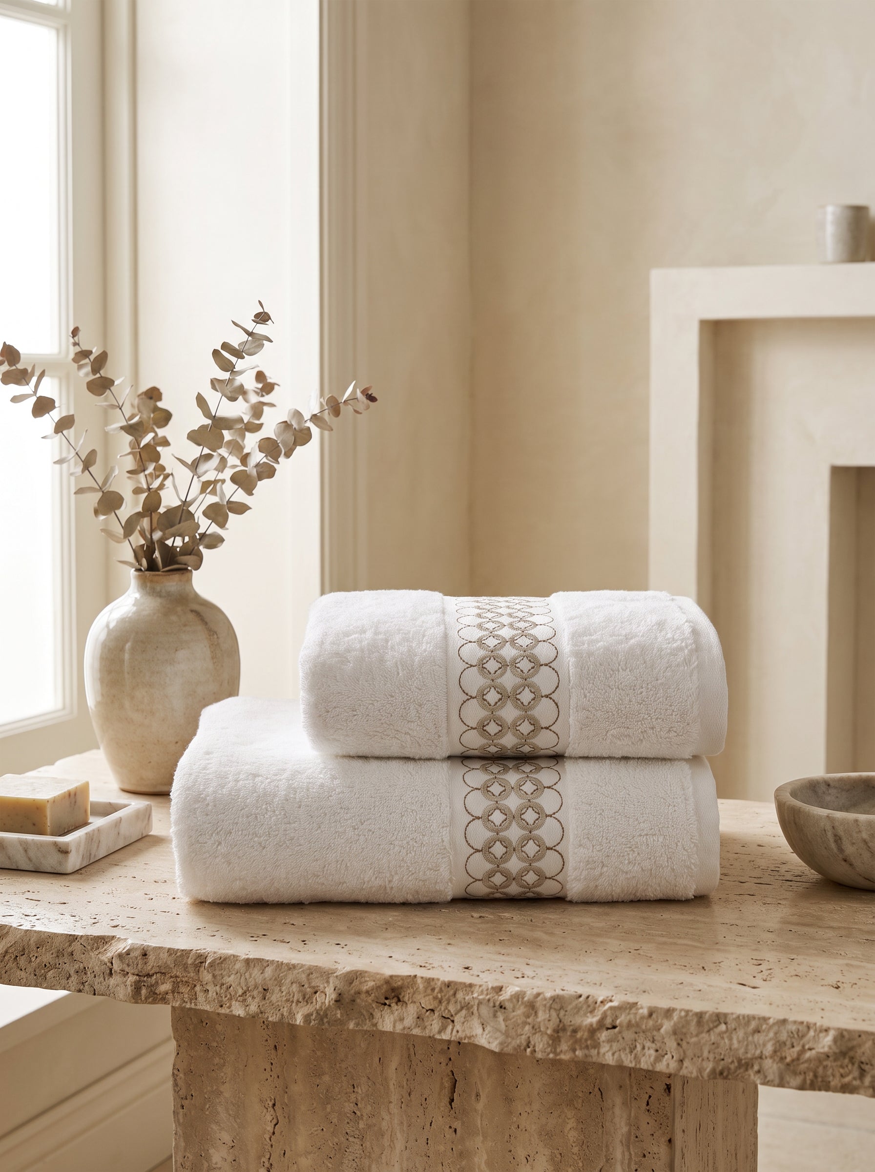 Nomad 2'li Nakışlı Banyo Havlu Seti