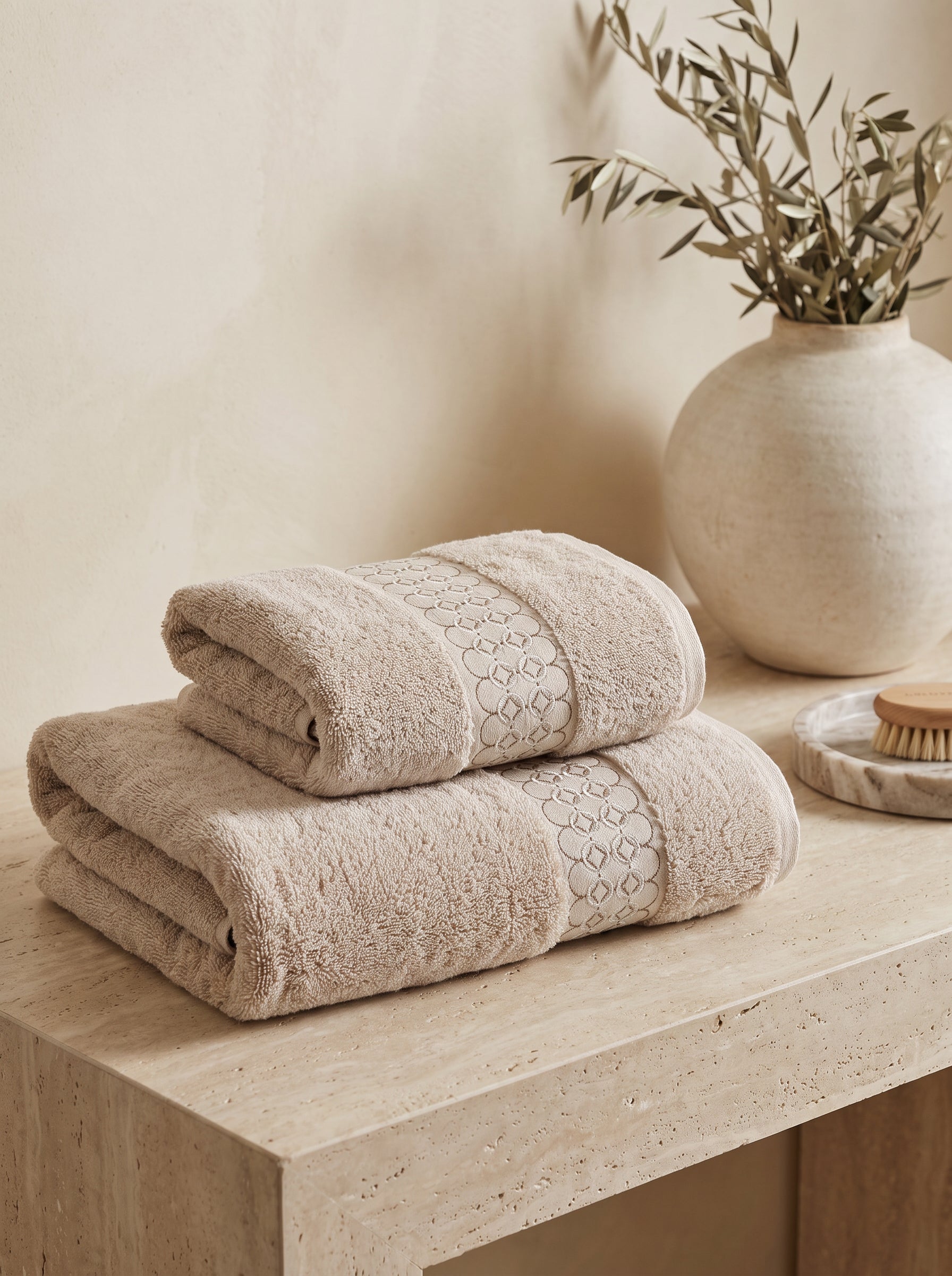 Nomad 2'li Nakışlı Banyo Havlu Seti