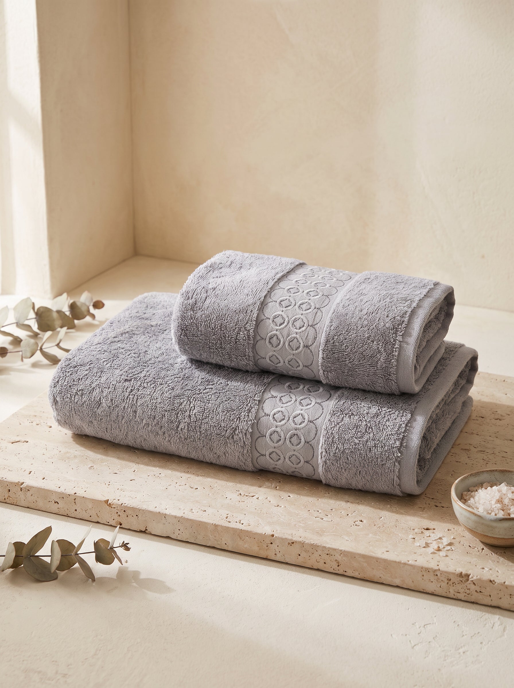 Nomad 2'li Nakışlı Banyo Havlu Seti
