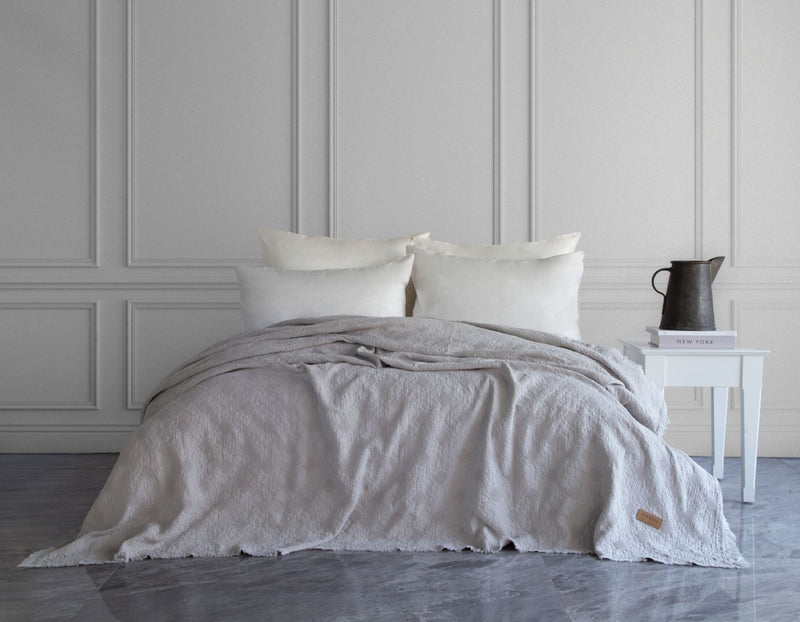Notte Fitilli Yatak Örtüsü - Açık Gri