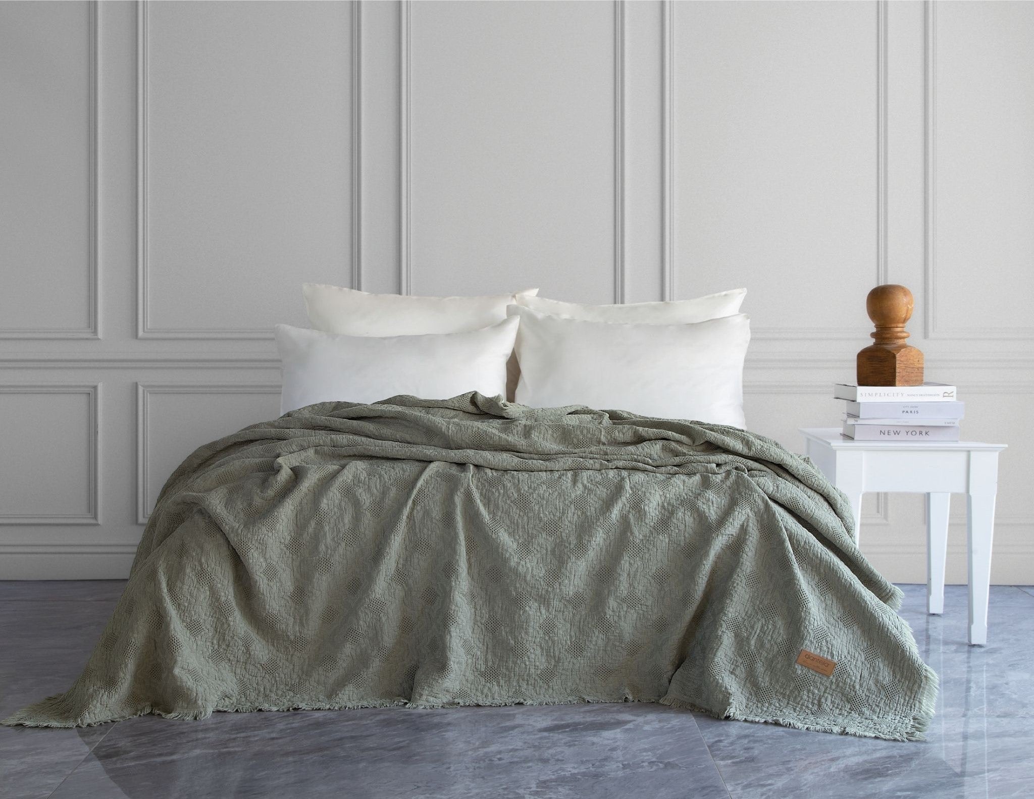 Notte Fitilli Yatak Örtüsü - Açık Yeşil