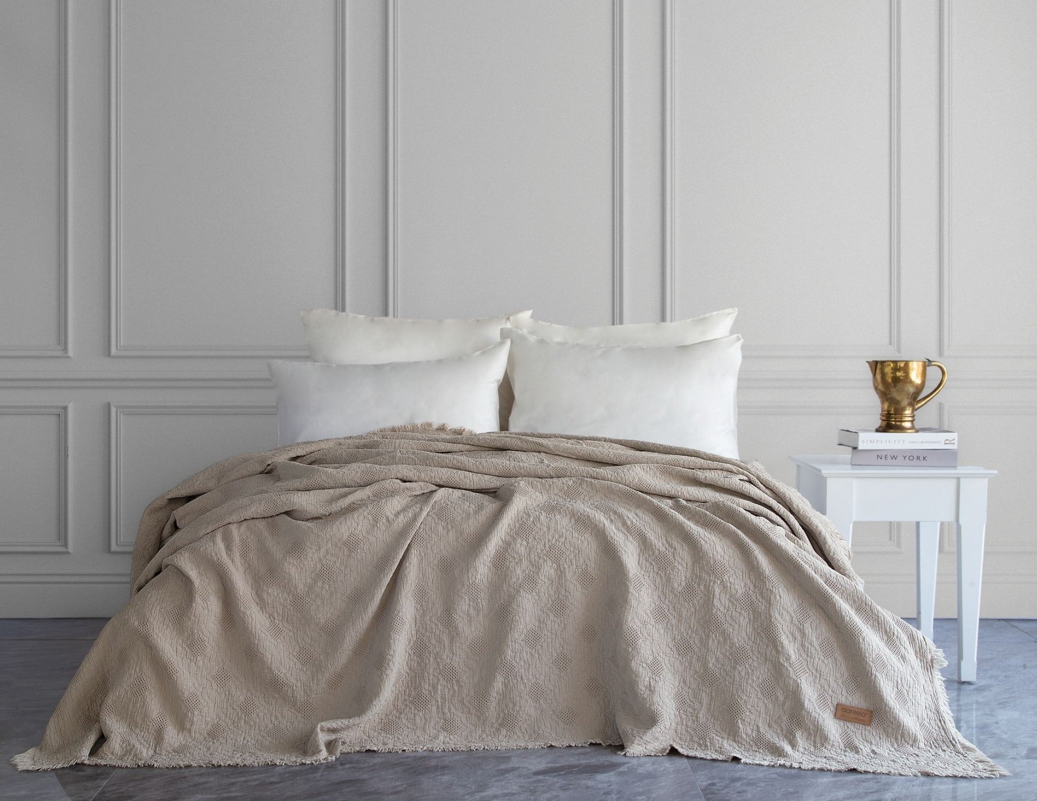 Notte Fitilli Yatak Örtüsü - Koyu Bej