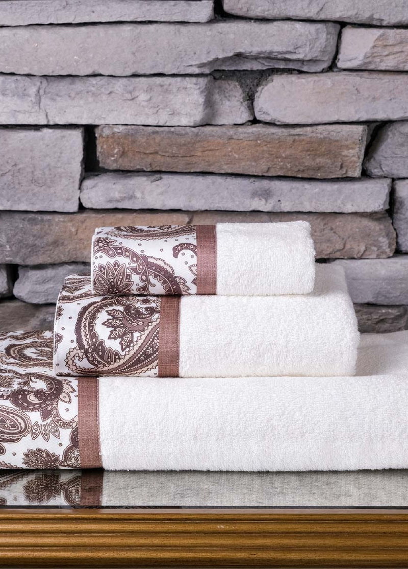 КОД-9622 НАБОР ХЛОПКОВЫХ БАННЫХ ПОЛОТЕНЦИЙ, ИЗ 3 ПРЕДМЕТОВ - БЕЛЫЙ