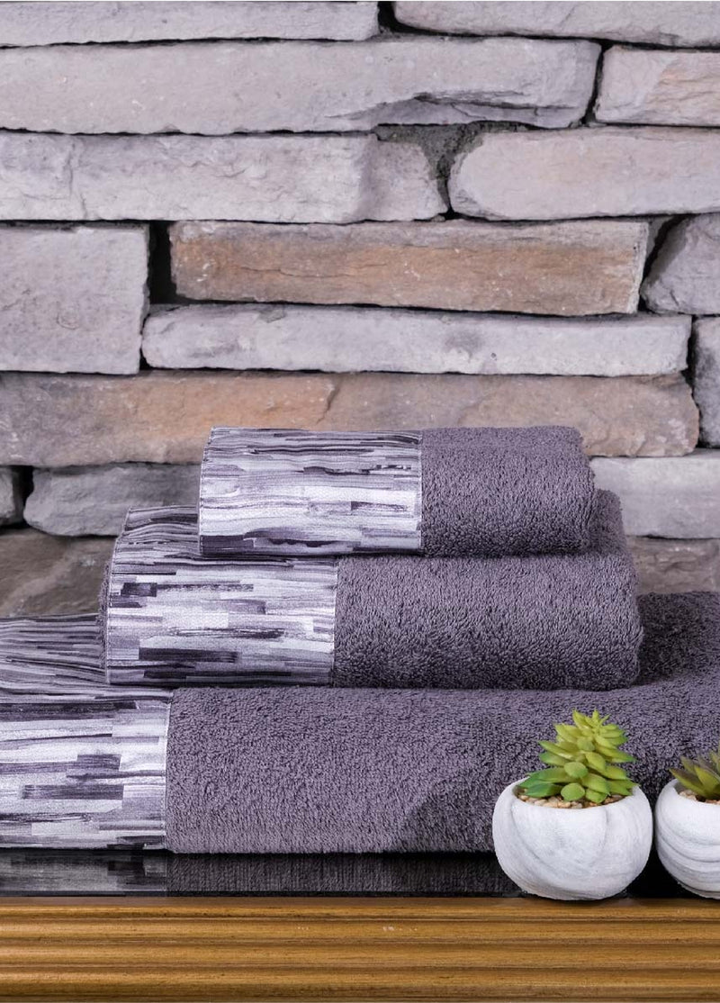 KOD-9710 PAMUK 3 PARÇA BANYO HAVLU SETİ - GRİ